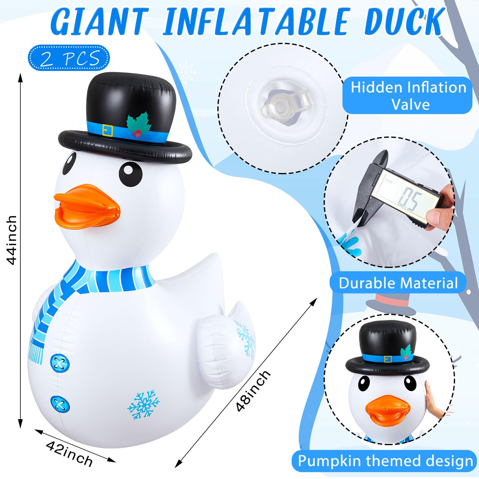 Hungdao 1 Pcs 4 Feet PVC Christmas Giant Inflatable Duck Huge Rubber Large Blow up Duck Christmas Pool Floats for Xmas Holiday I