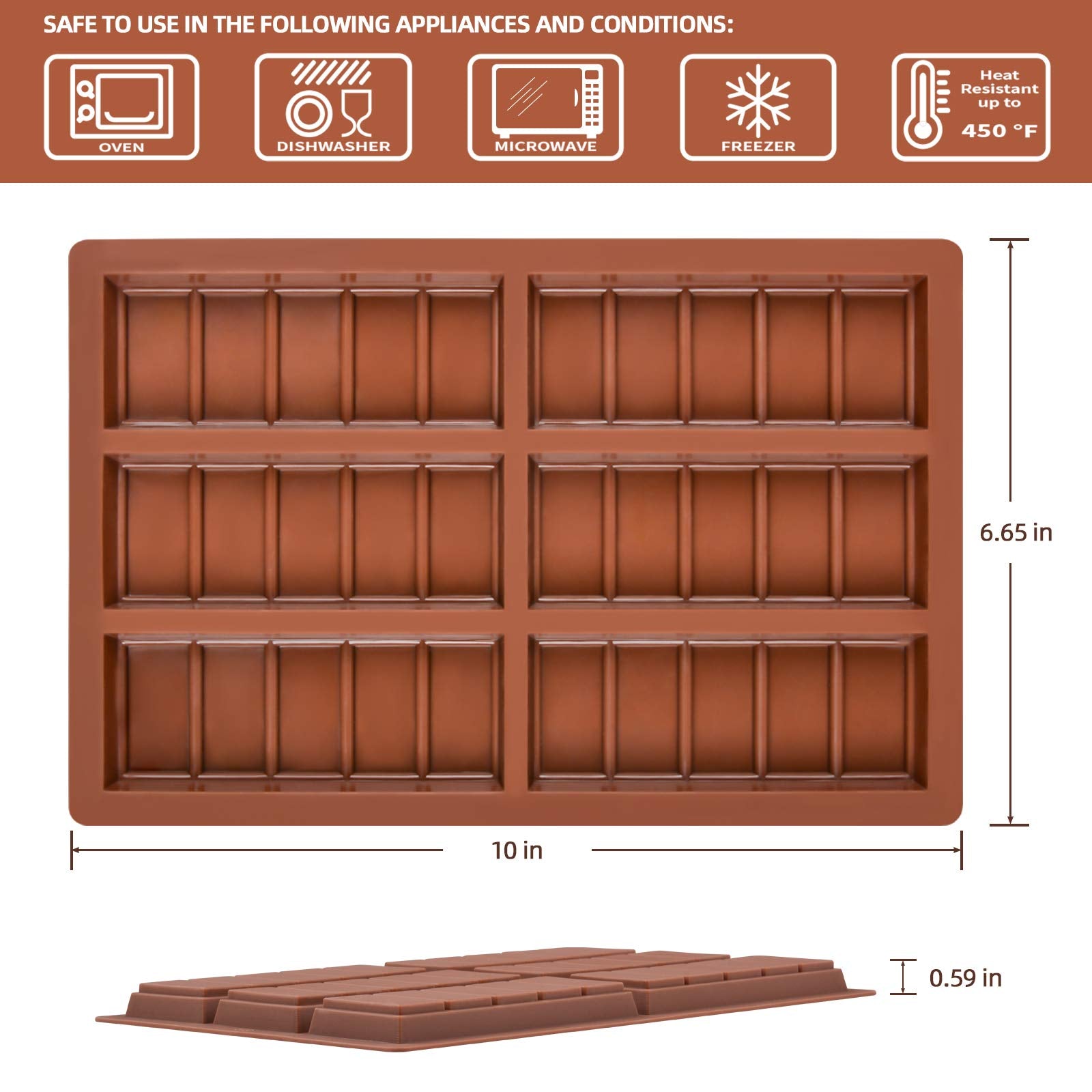 Fimary Chocolate Molds - Non-Stick Chocolate Candy Molds, Food Grade Silicone Chocolate Bar Mold For Baking, Candy, Chocolate Sn