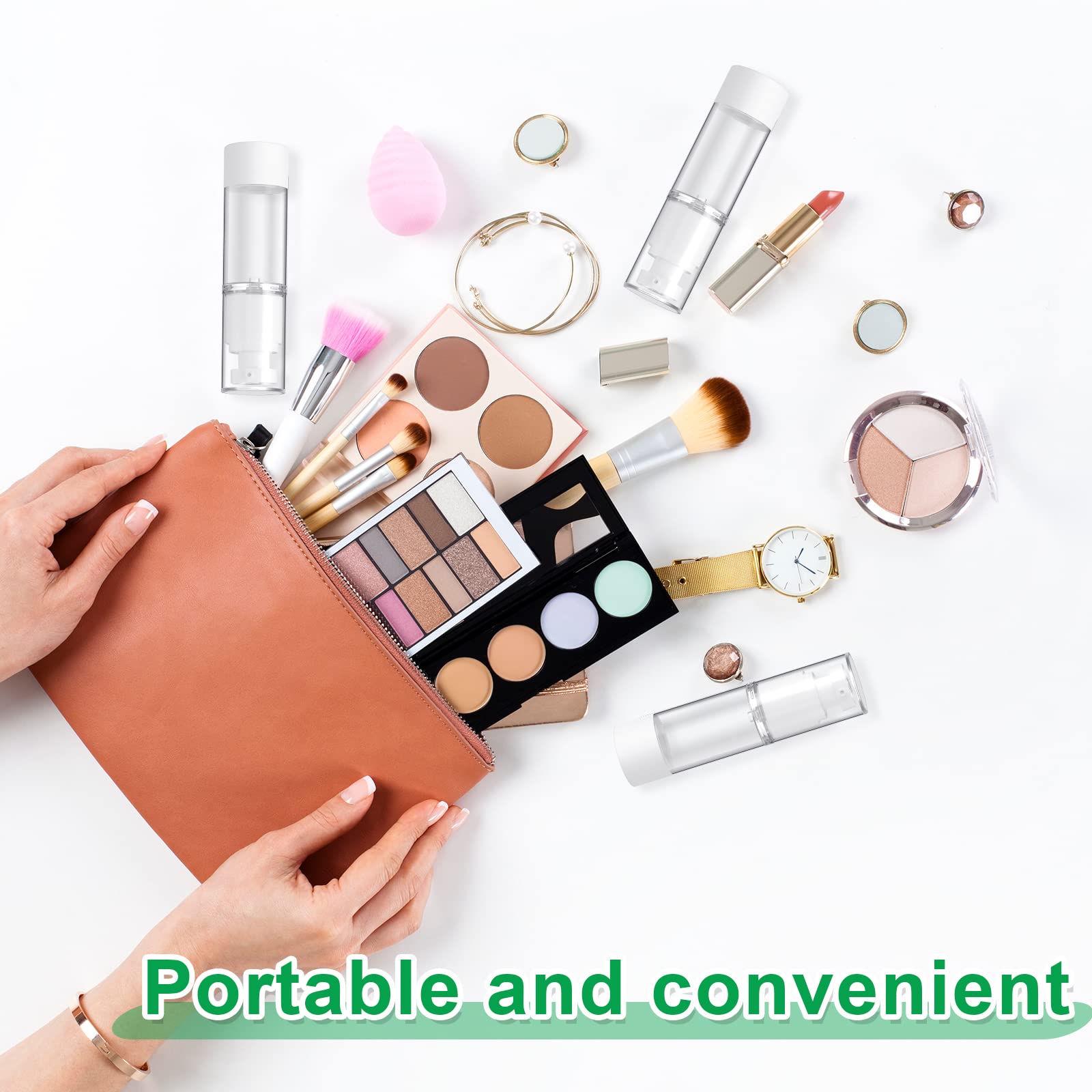 60 Pcs Clear Airless Pump Bottles Refillable Cosmetic Travel Size Dispenser Vacuum Plastic Travel Bottles Empty Lotion Pump Bott