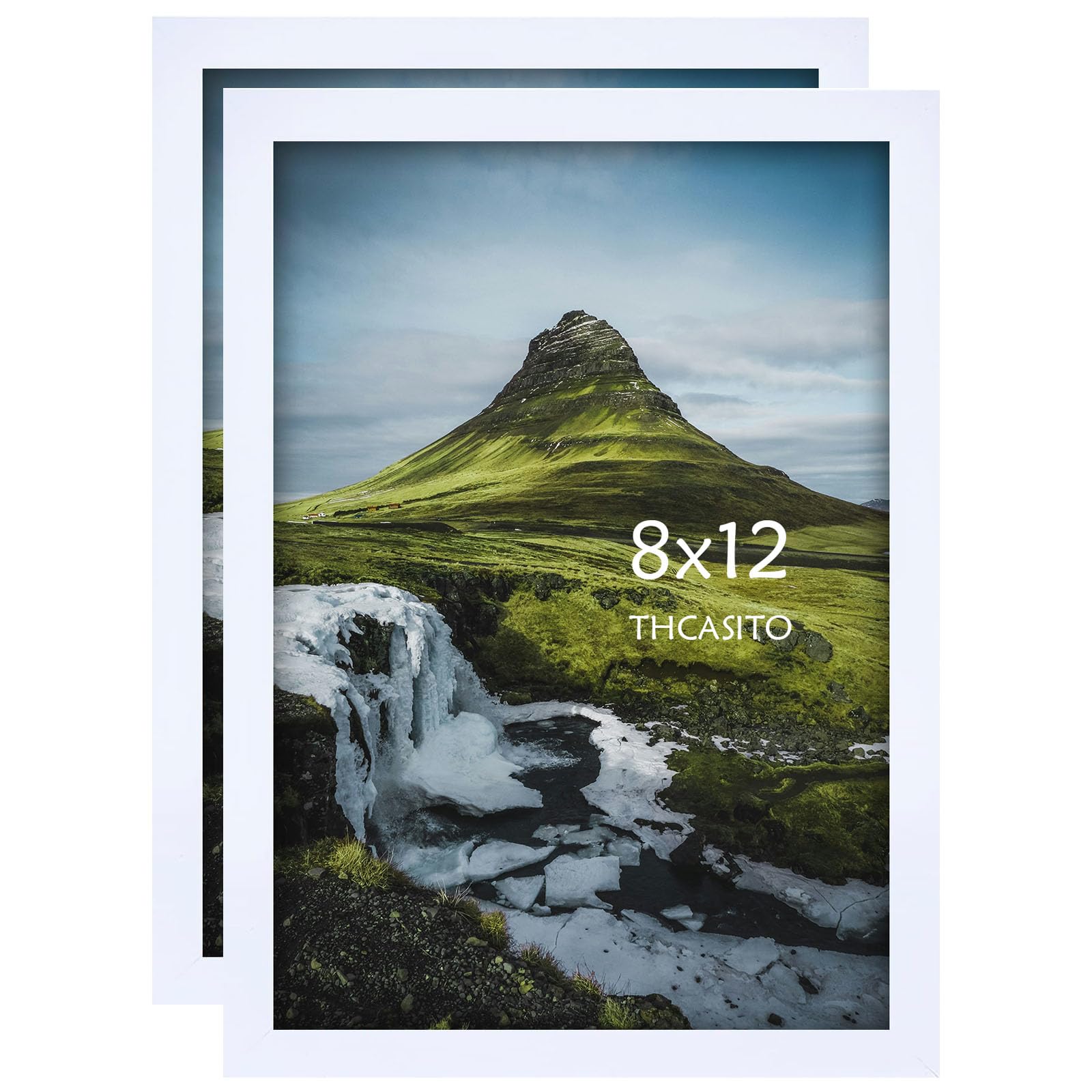 THCASITO Picture Frames 8x12 White Photo Frames without Mat for Wall and Tabletop Decor, Set of 2