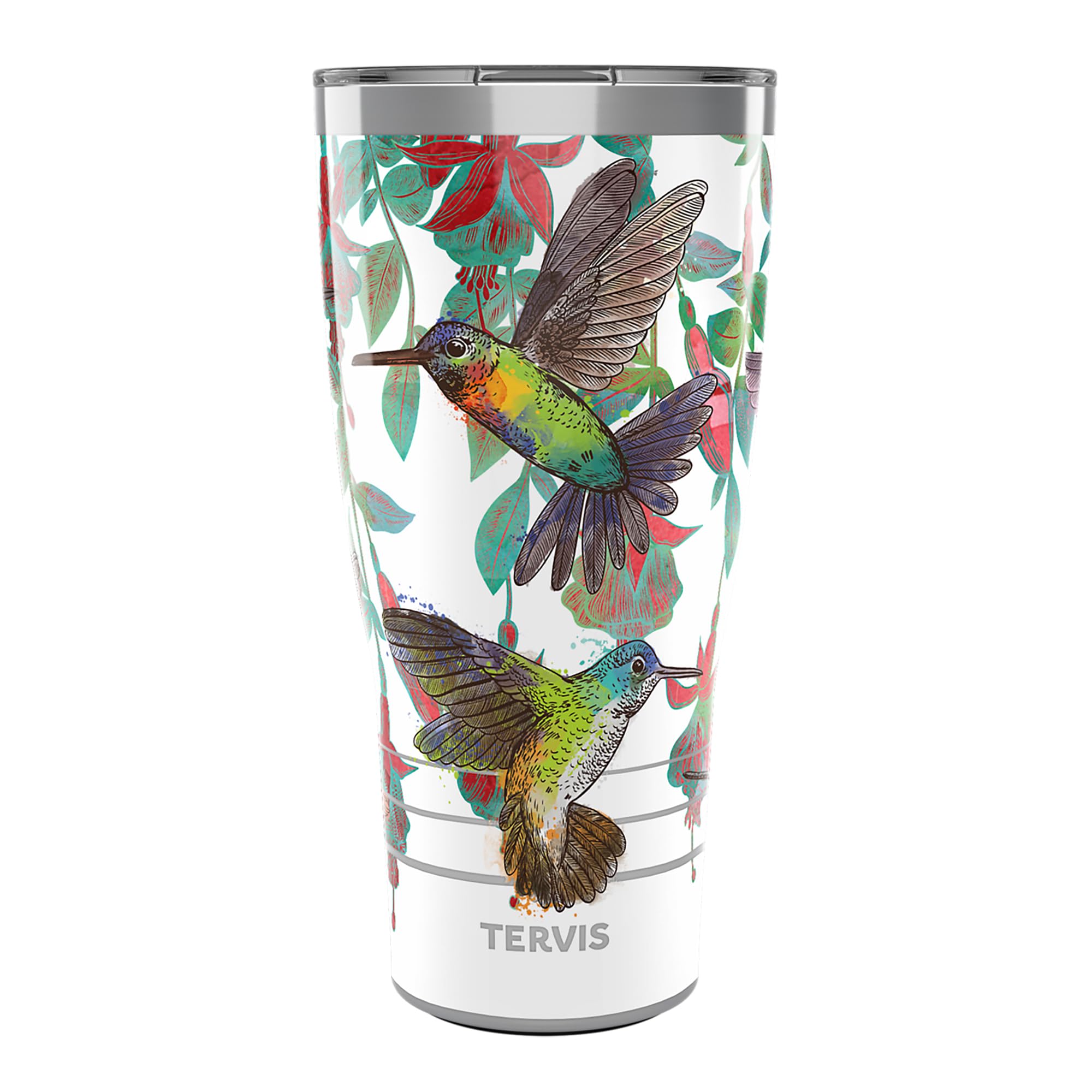 Tervis Traveler Colorful Hummingbirds Triple Walled Insulated Tumbler Travel Cup Keeps Drinks Cold & Hot, 30oz, Stainless Steel