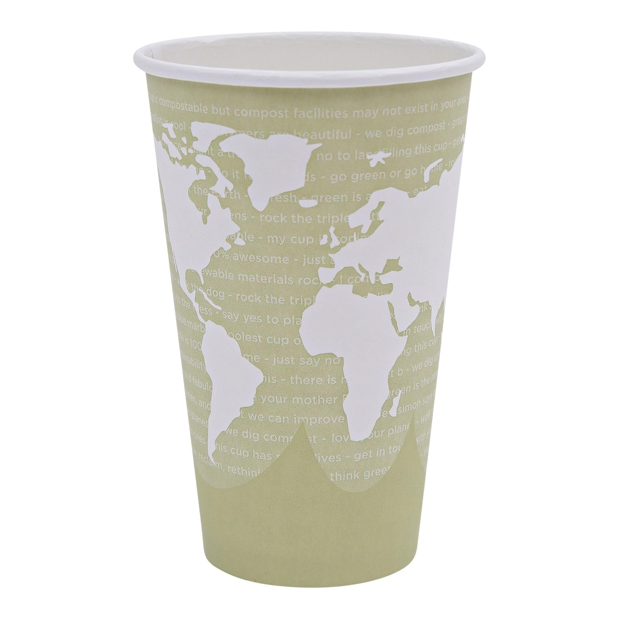 Eco-Products World Art Disposable Hot Coffee Cup, Eco-Friendly Compostable Pla Lined Take Out Paper Cup, 16 Fl Oz, Case Of 1000