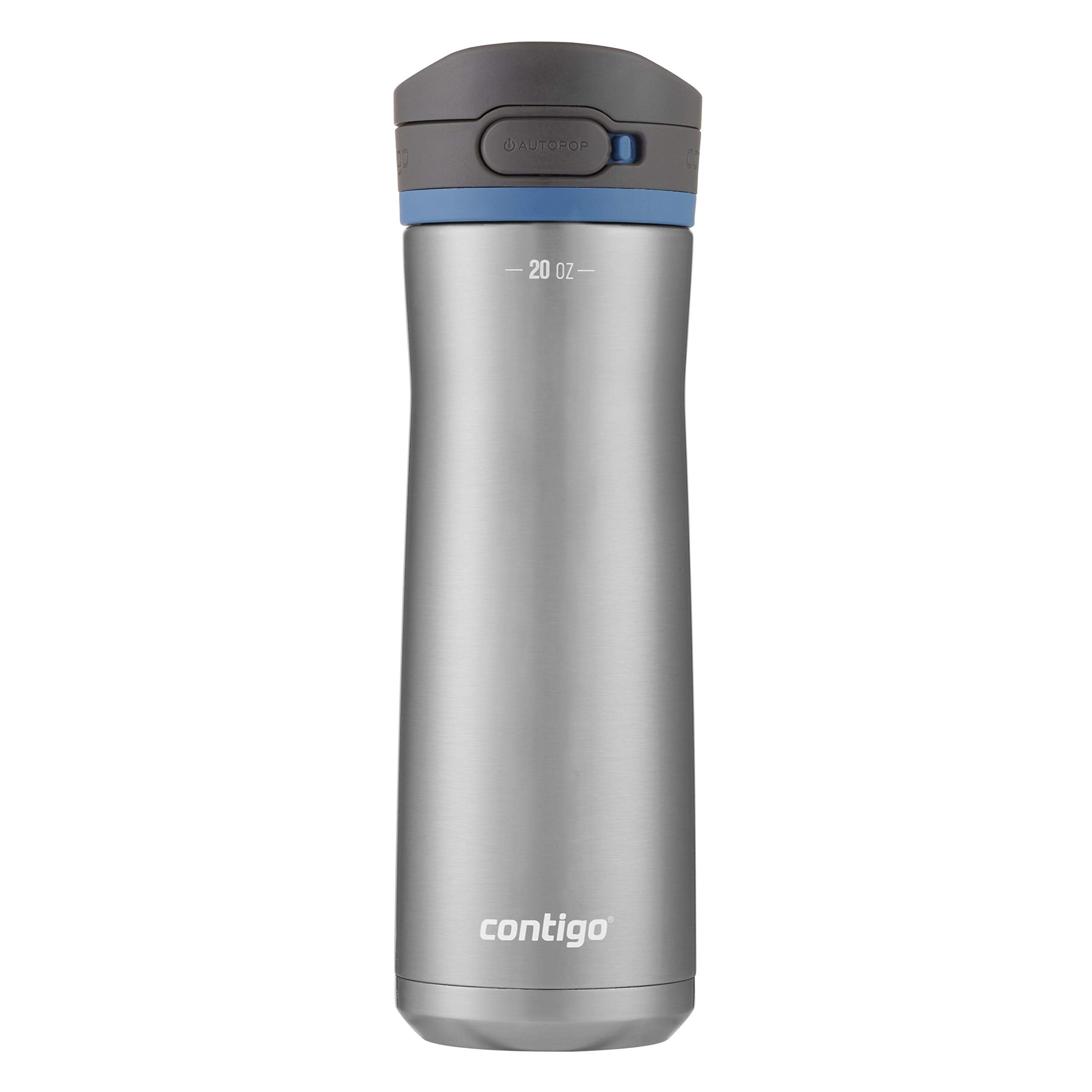 Contigo Jackson Chill 2.0 Stainless Steel Water Bottle with AUTOPOP Lid, 20oz, Steel/Blue Corn