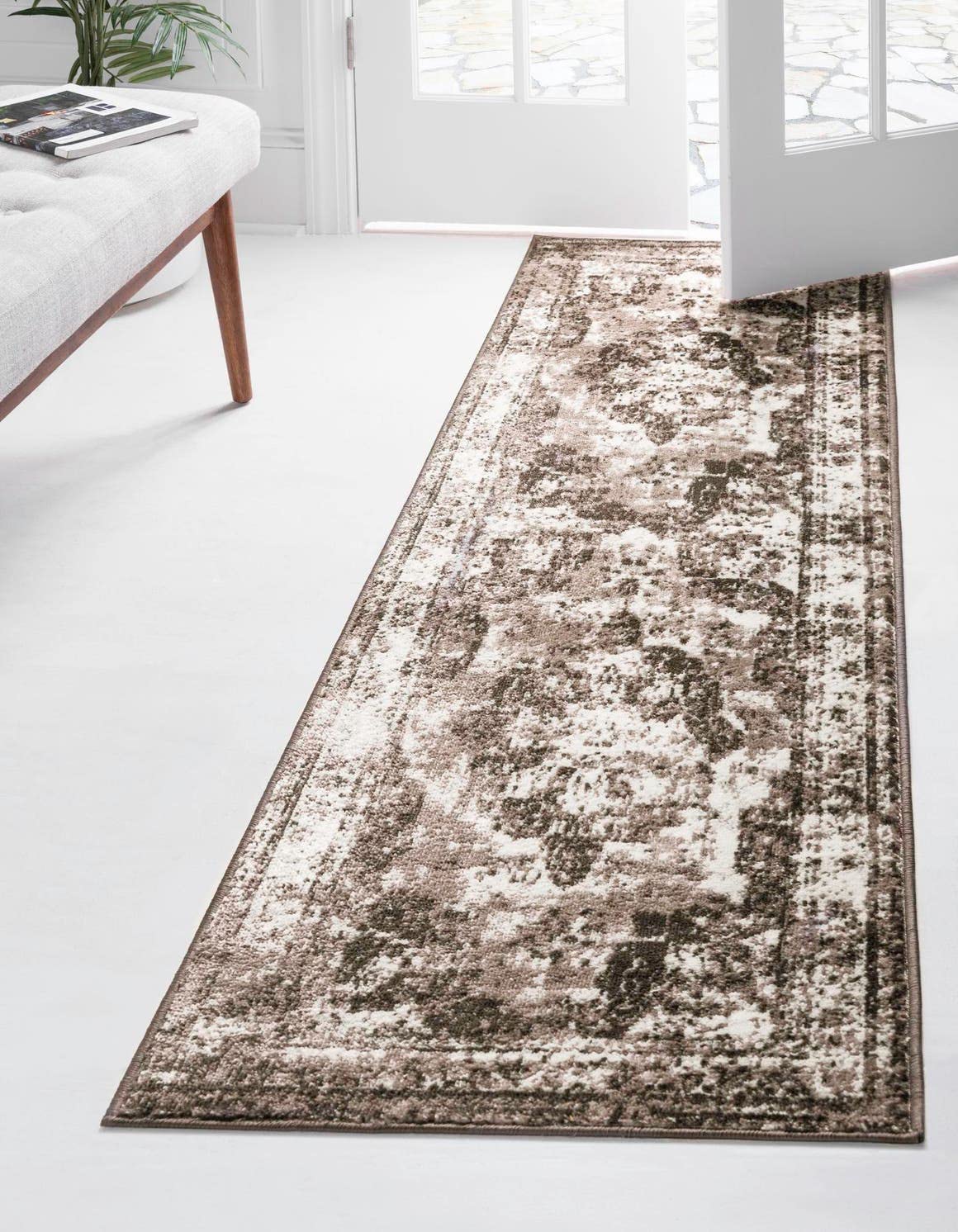 Unique Loom Sofia Collection Area Rug - Salle Garnier (2 7 x 12 Runner, Light Brown/ Brown)