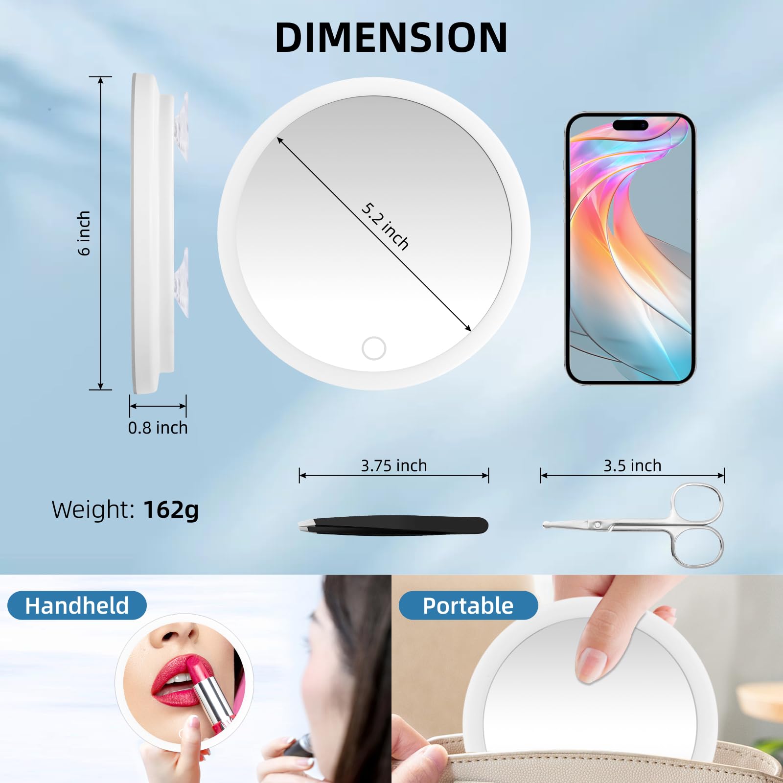 10X Magnifying Mirror With Light, Magnifying Mirror With Suction Cups, Led Makeup Magnifying Mirror With 3 Color Modes & Adjusta