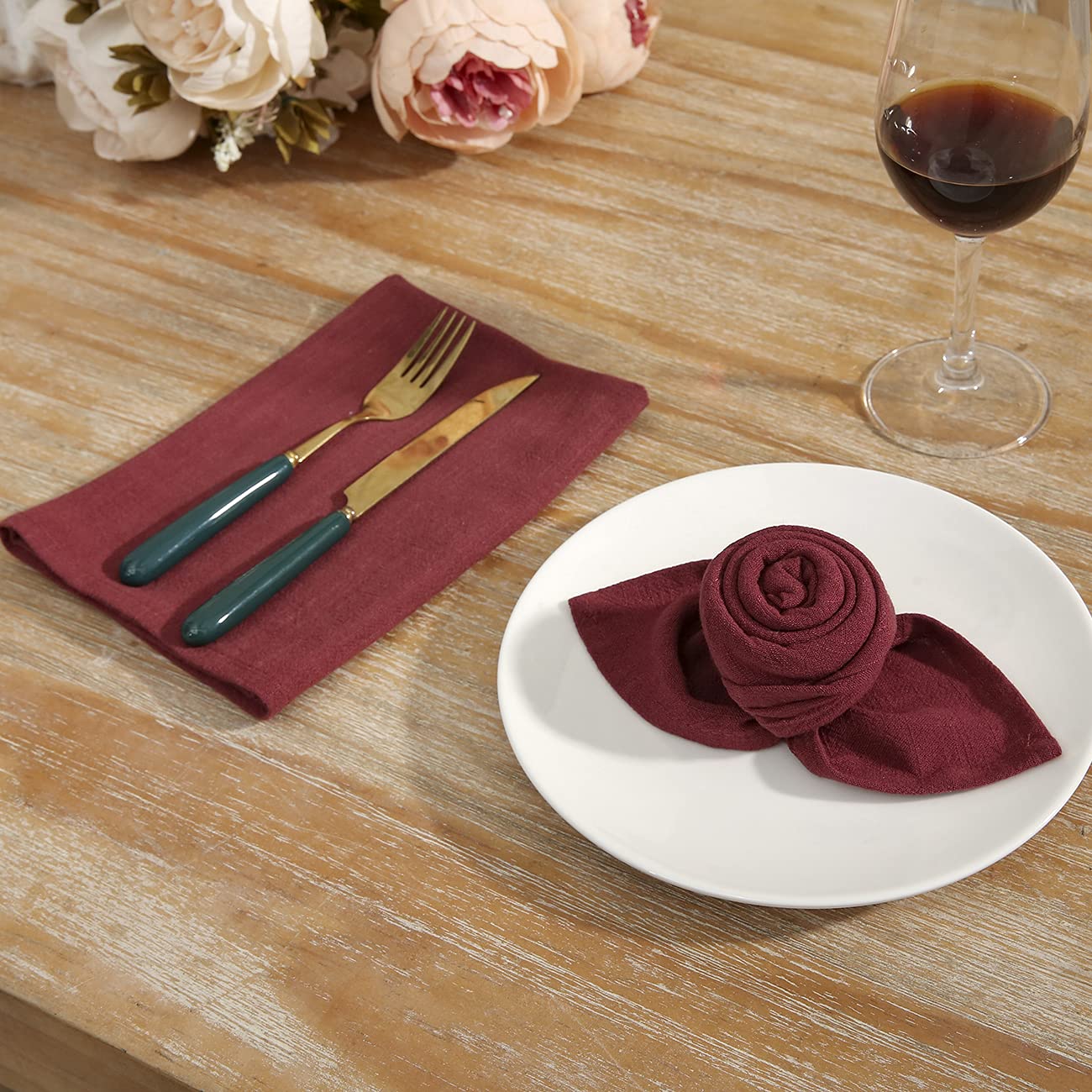 Rustic Natural Washable Cotton Linen Napkin Set, Soft Comfortable And Reusable Linen Dinner Napkins Cloth For Wedding Celebratio