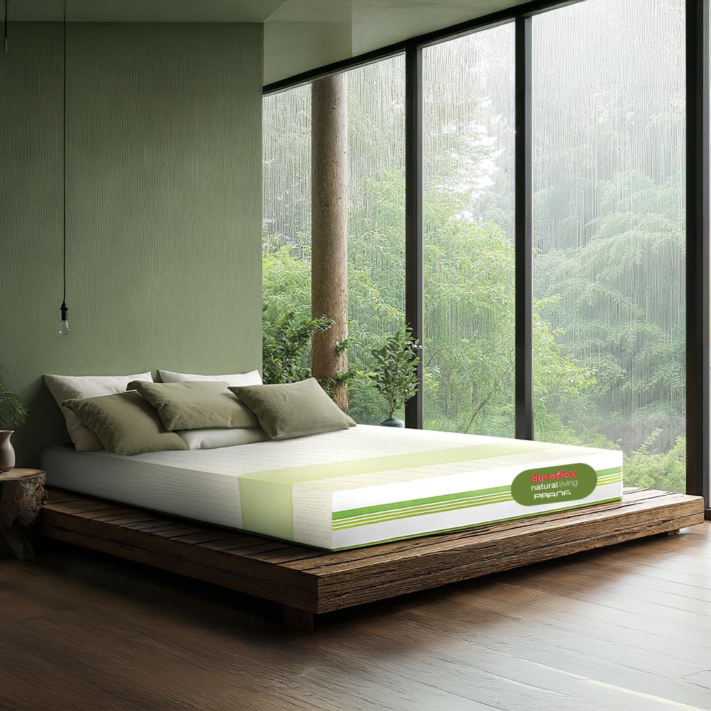 Duroflex Prana  Organic Cotton Fabric 8 Inch Queen Size Spring Mattress (75x60x8 Inch)