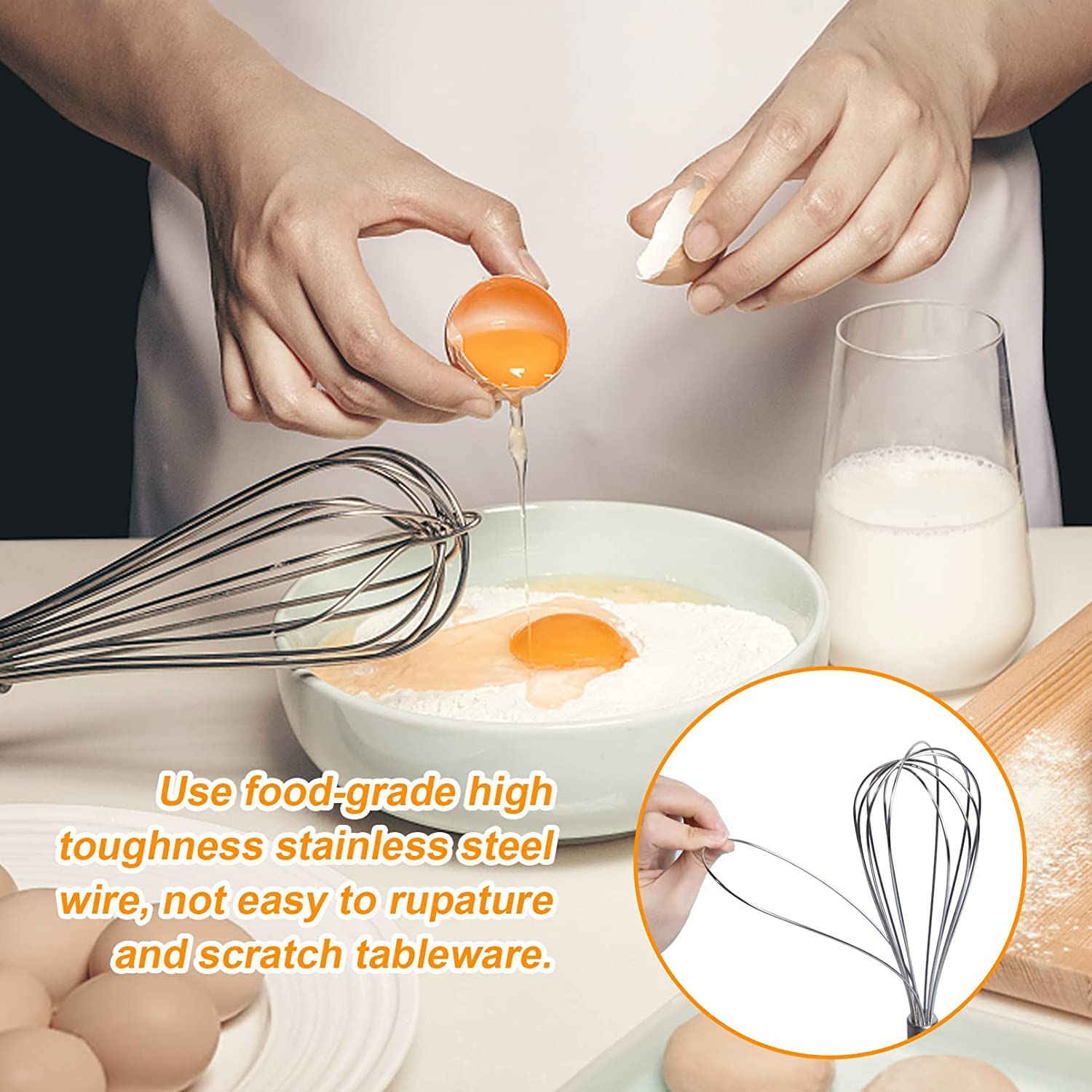 Utoolmart 8 Inch Stainless Steel Balloon Whisk - Professional Egg Whisk for Cooking & Baking, Model UT191014H-0046