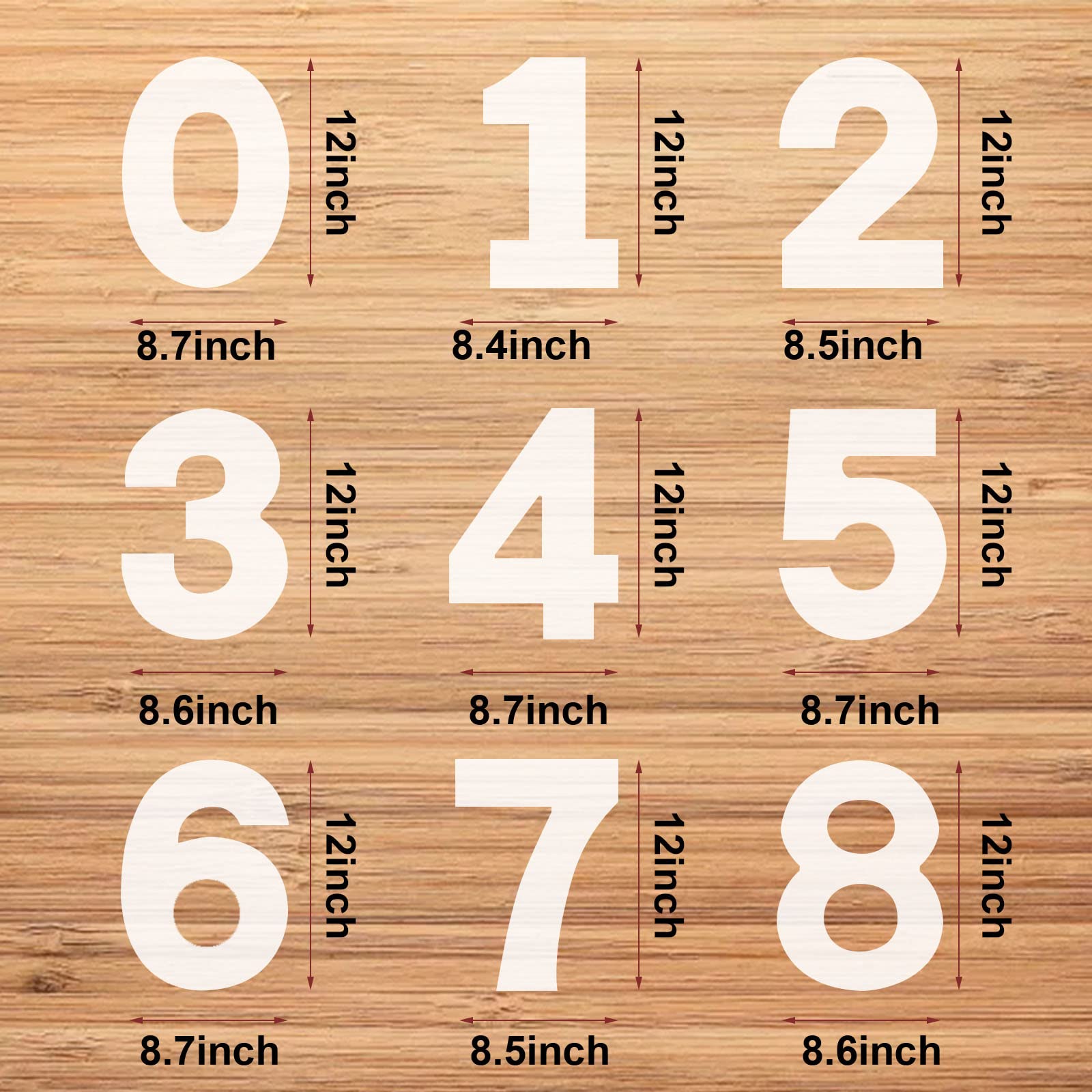 Ciemoda Large Number Stencils Set,Number Cake Stencil,Number0 1 2 3 4 6 7 8 Large Stencils For Painting Walls Floor,Cake Stencil