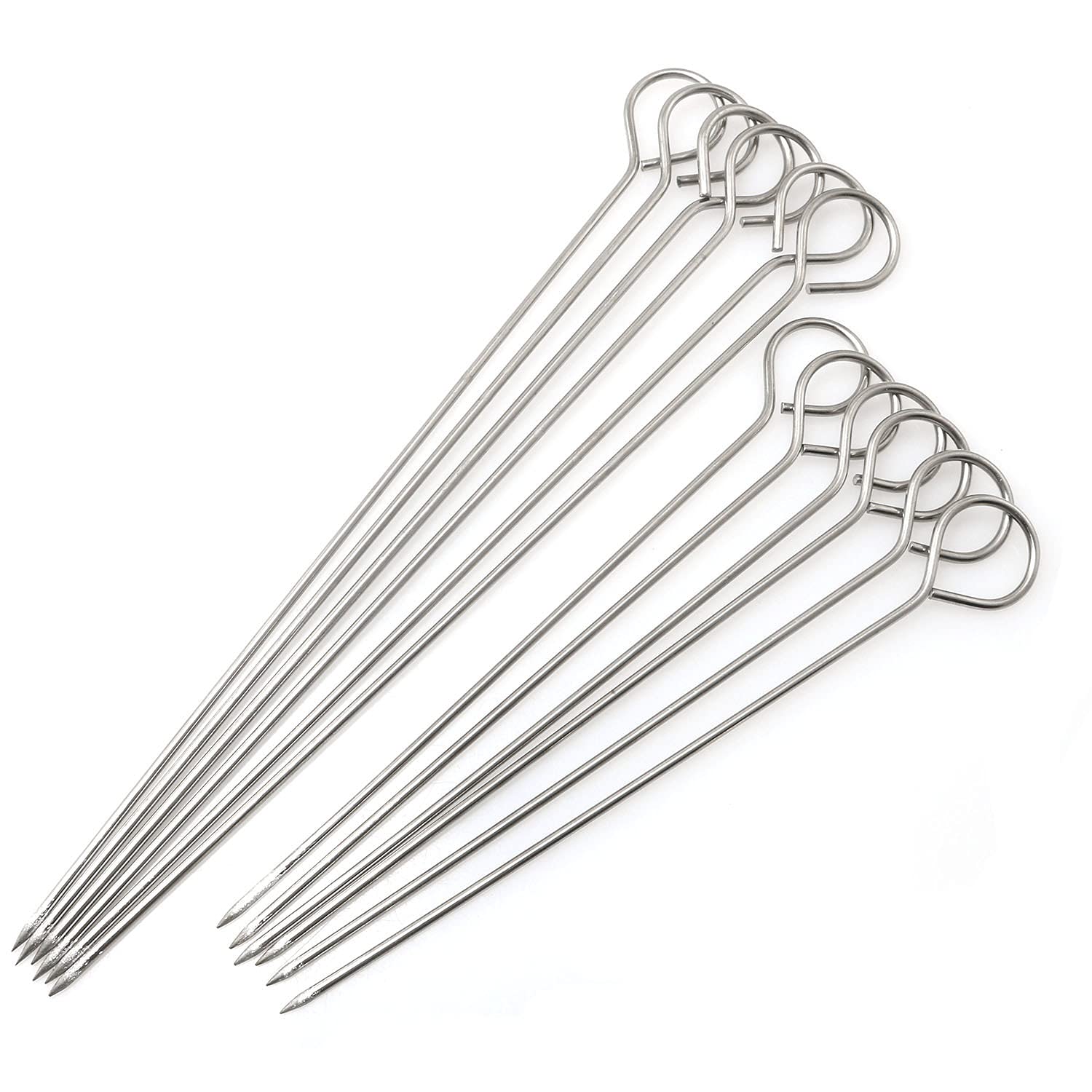 Pzrt 12Pcs Stainless Steel Roast Goose Needle Barbecue Skewers, Bbq Skewers, Shish Kebab Kabob Skewers Turkey Lacers For Trussin