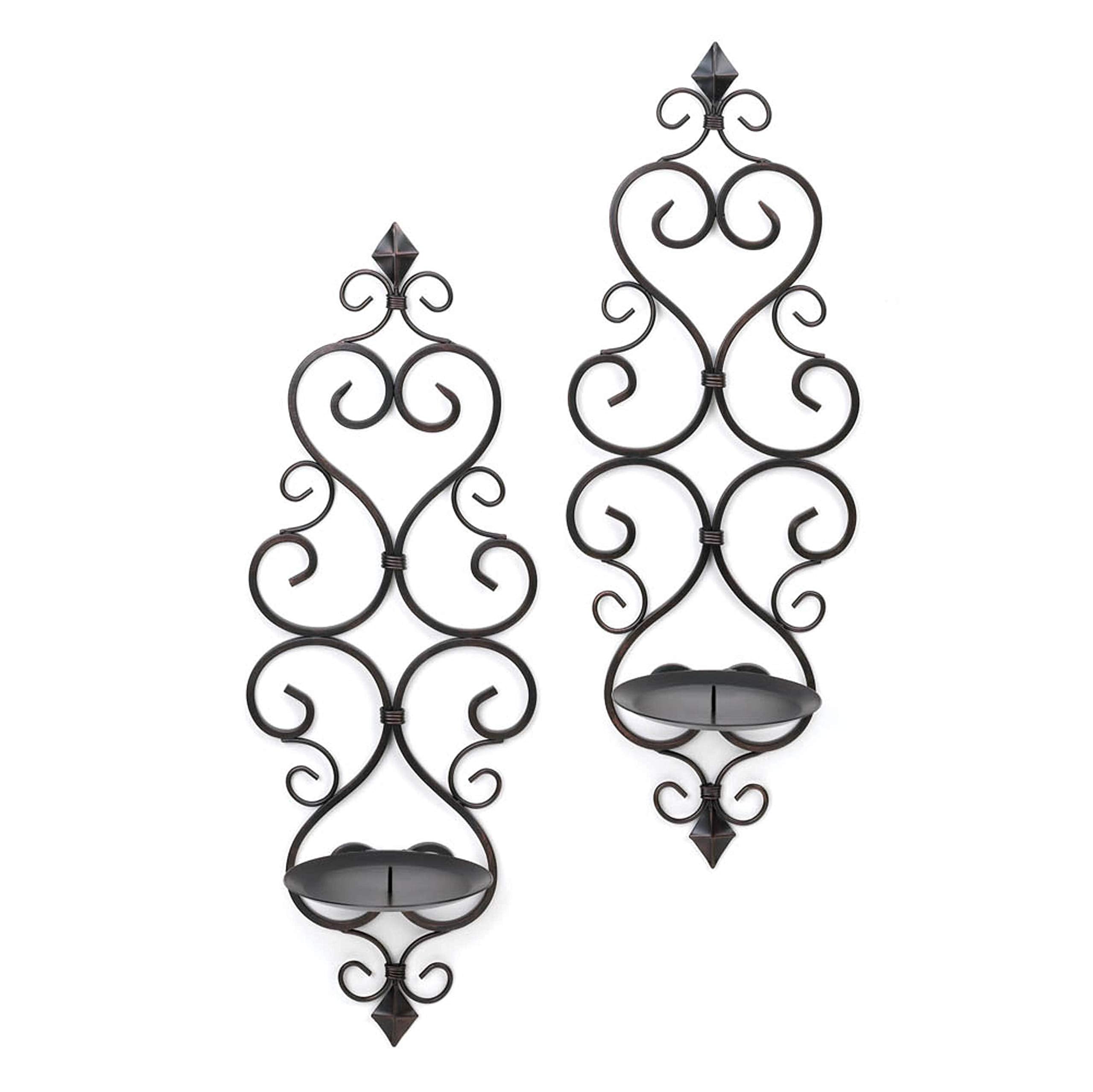 Scrollwork Candle Wall Sconce Duos (Fleur-De-Lis)