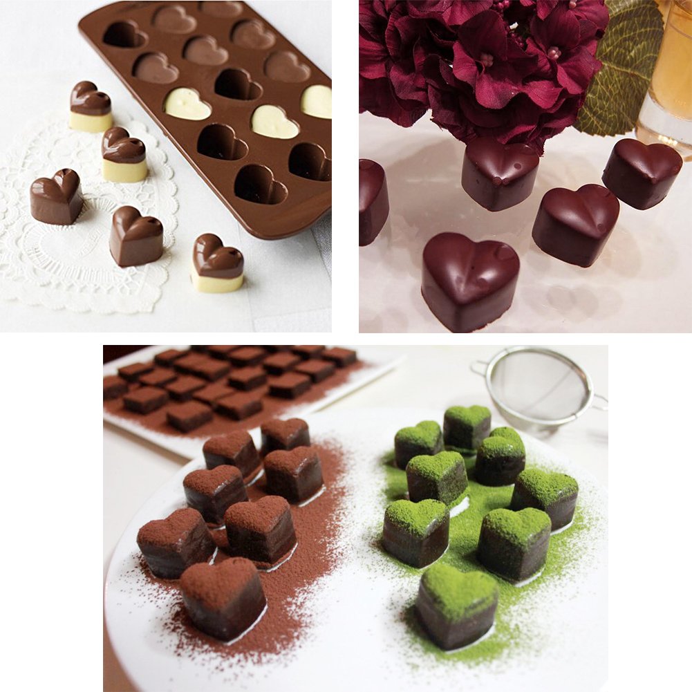 Silicone Heart Chocolate Mold  Candy Molds for Party  Wedding  Jelly  Heart Shaped Ice Cube  Pack of 2
