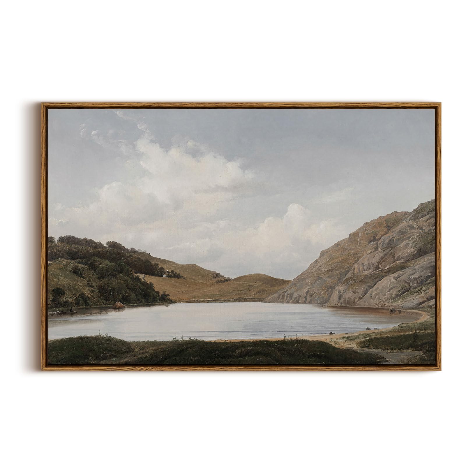 Insimsea Framed Canvas Wall Art Vintage Decor, Lakeside Nature Scenic Wall Decorations For Living Room, Large Prints, Wilderness