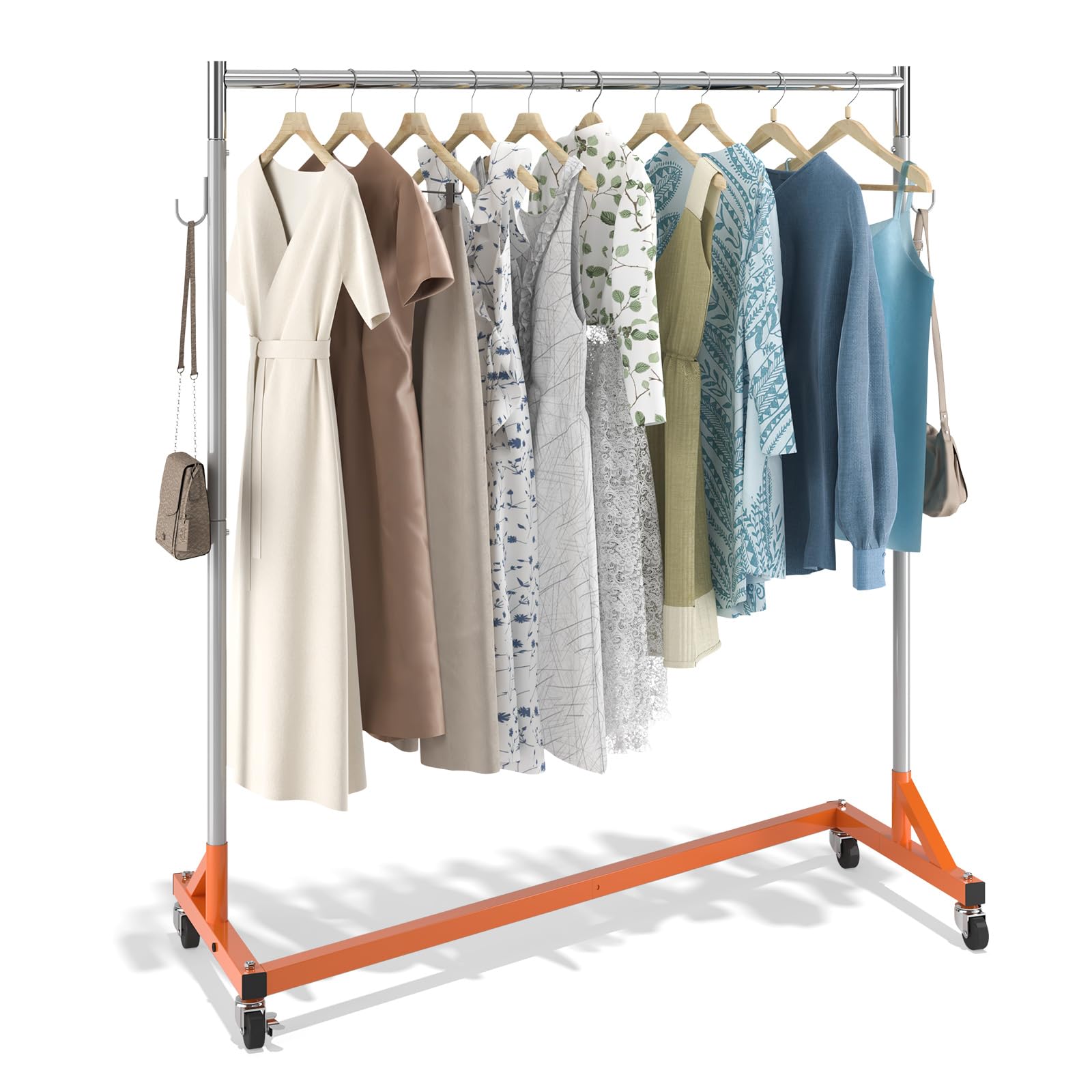 Vevor Z Rack, Industrial Grade Z Base Garment Rack, Height Adjustable Rolling Z Garment Rack, Sturdy Steel Z Base Clothing Rack