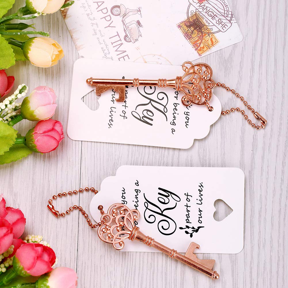 Wodegift 60 Pcs Bridal Shower Favors,Wedding Favors Key Bottle Opener With Thank You Card Tag And Key Chains,Wedding Souvenirs F