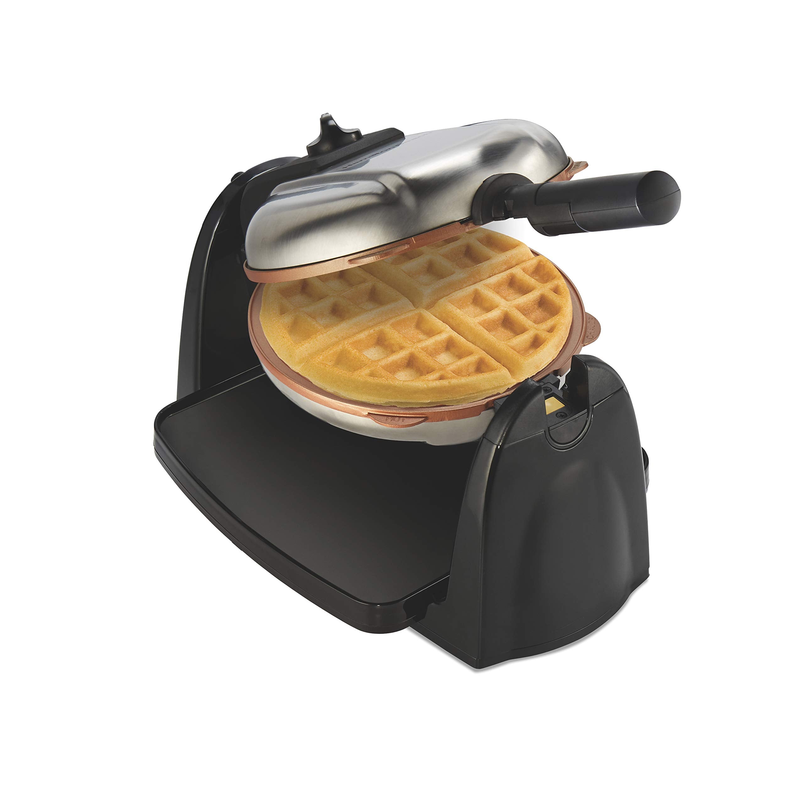 Hamilton Beach 26031 Belgian Waffle Maker With Removable Nonstick Plates, Single Flip, Ceramic Grids, Black