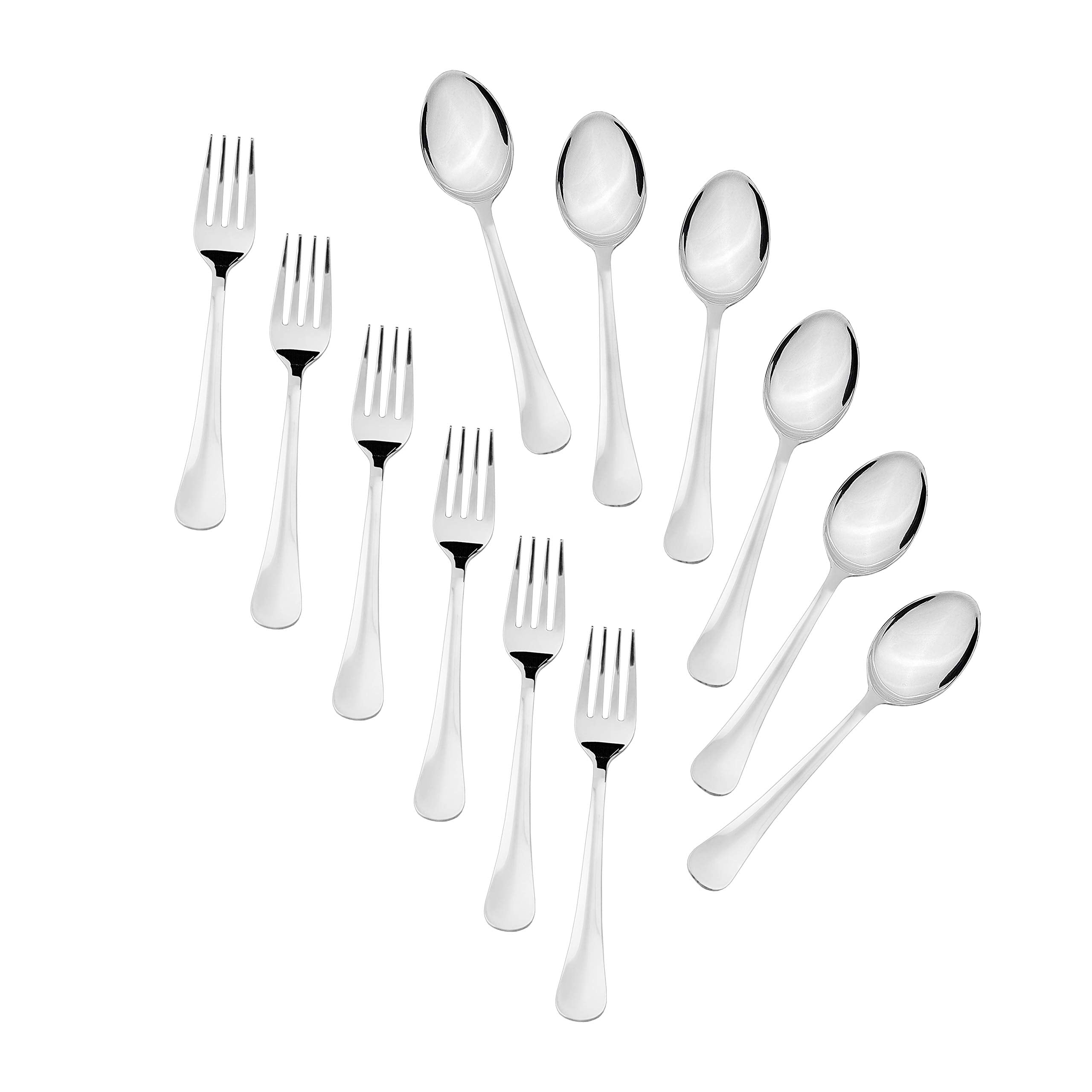 Sumeet Stainless Steel Premium Quality Spoon and Fork set of 12 Pc (Baby/Medium Spoon 6 Pc (16cm L), Baby/Medium Fork 6 Pc (15.5