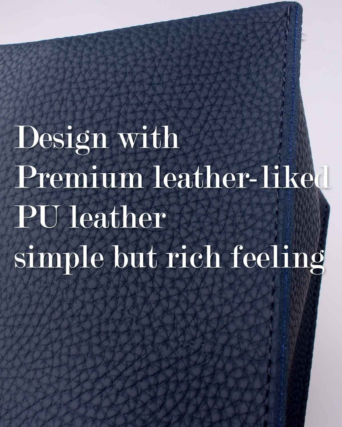 Tissue Box Cover Rectangular Leather - With Bottom Belt [Jesmini, Navy Blue] Modern Pu Leather Rectangle Tissue Box Cover Decora