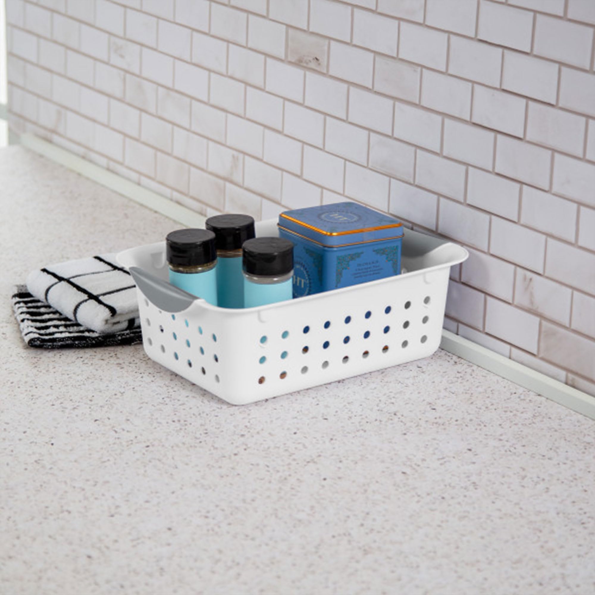 Sterilite Small Ultra Basket, Storage Bin To Organize Closets, Cabinets, Pantry, Shelving And Countertop Space, White, 36-Pack