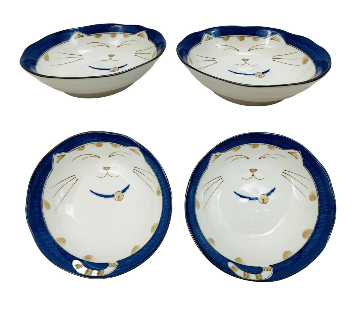 Japanbargain, Japanese Porcelain Shallow Soup Bowl For Dinner Lunch Rice Poke Donburi Udon Ramen Noodle Pasta Cereal Maneki Neko