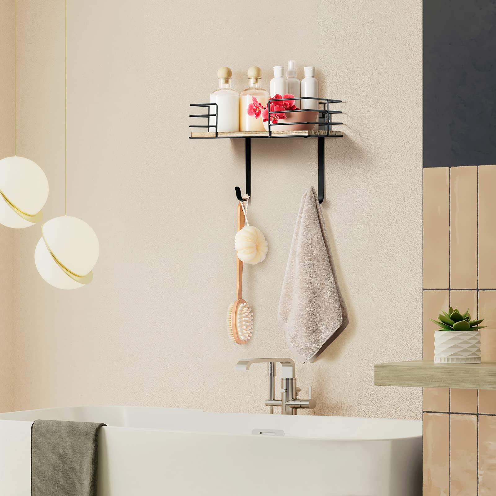 Thygiftree Ironing Board Hanger Wall Mount, Ironing Board Holder With Shelf, Ironing Board Wall Mount With Storage Wooden Basket