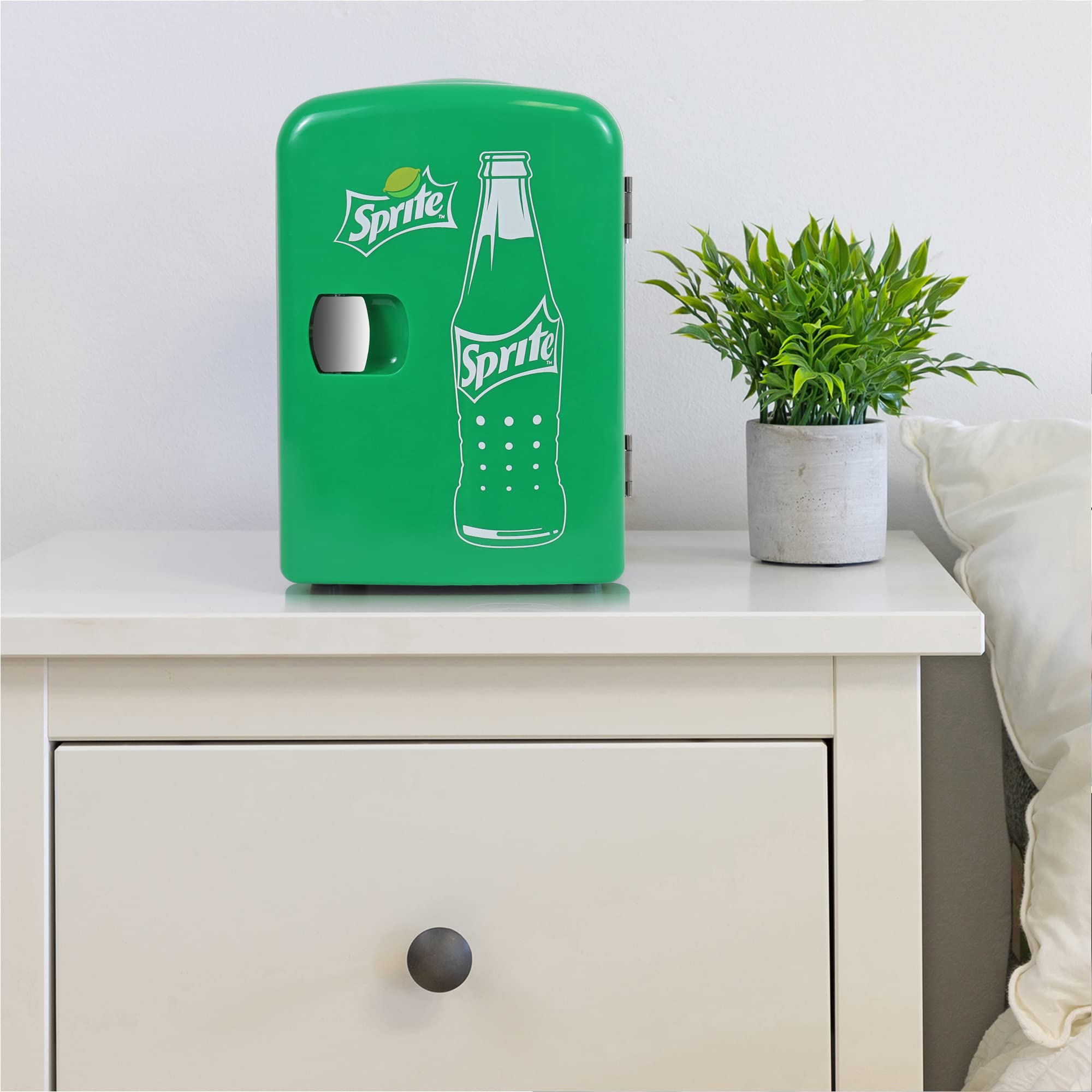 Sprite Mini Fridge - Refrigerator For Bedroom Skincare Office, Portable Table Top Beverage Cooler, 12V 110V Refrigerador For Dri