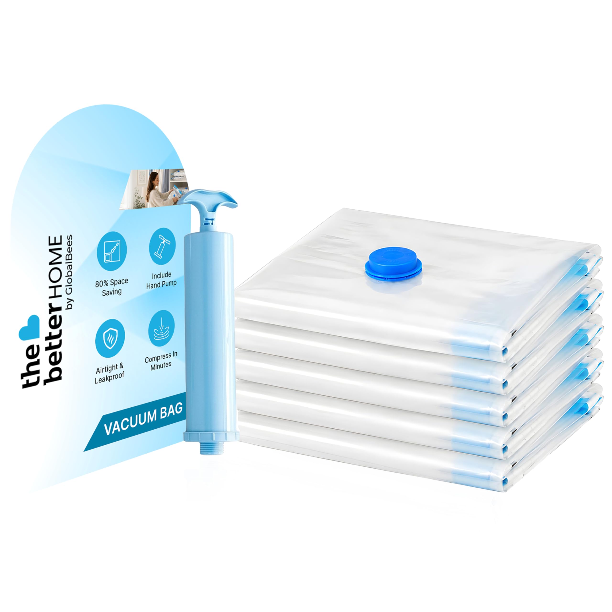 The Better Home Vacuum Bags For Clothes With Hand Pump (Pack Of 5) | Small, Medium & Large | Space Saver Vacuum Storage Bags For