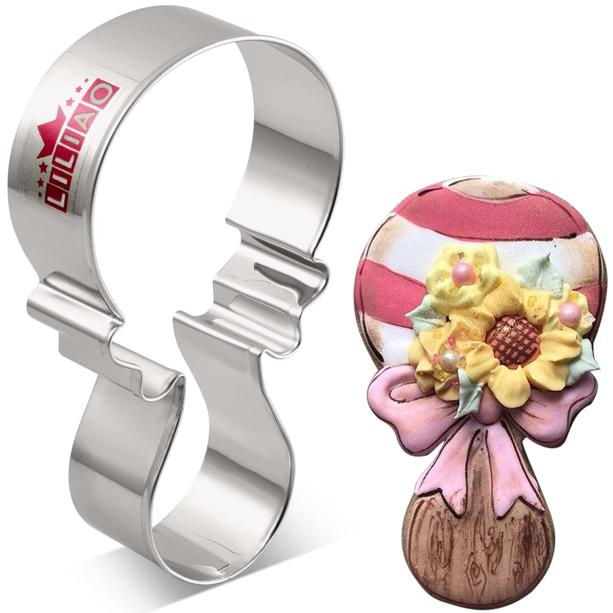 Liliao Rattle Cookie Cutter For Baby Shower - 2.4 X 4.3 Inches - Stainless Steel