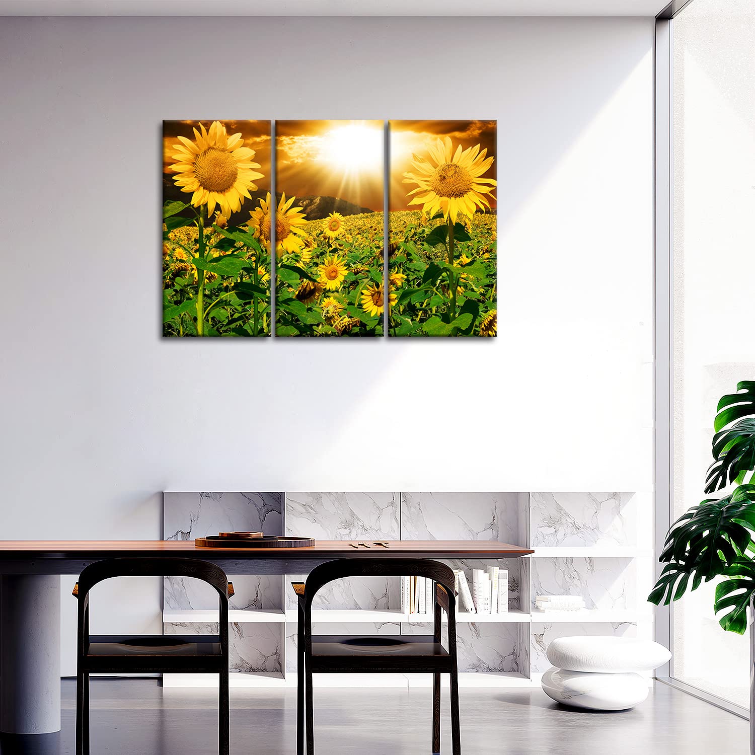 Sunflower Wall Art Canvas Print For Home Decor 3 Pieces Panel Paintings Modern Artwork For Living Room Decoration Flower Picture
