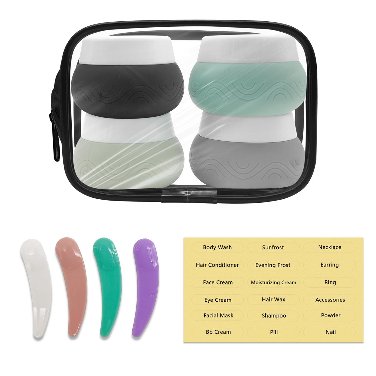 Sombe Travel Containers For Toiletries, Tsa Approved Travel Size Containers Silicone Cream Jars Leak-Proof Travel Essentials Wit