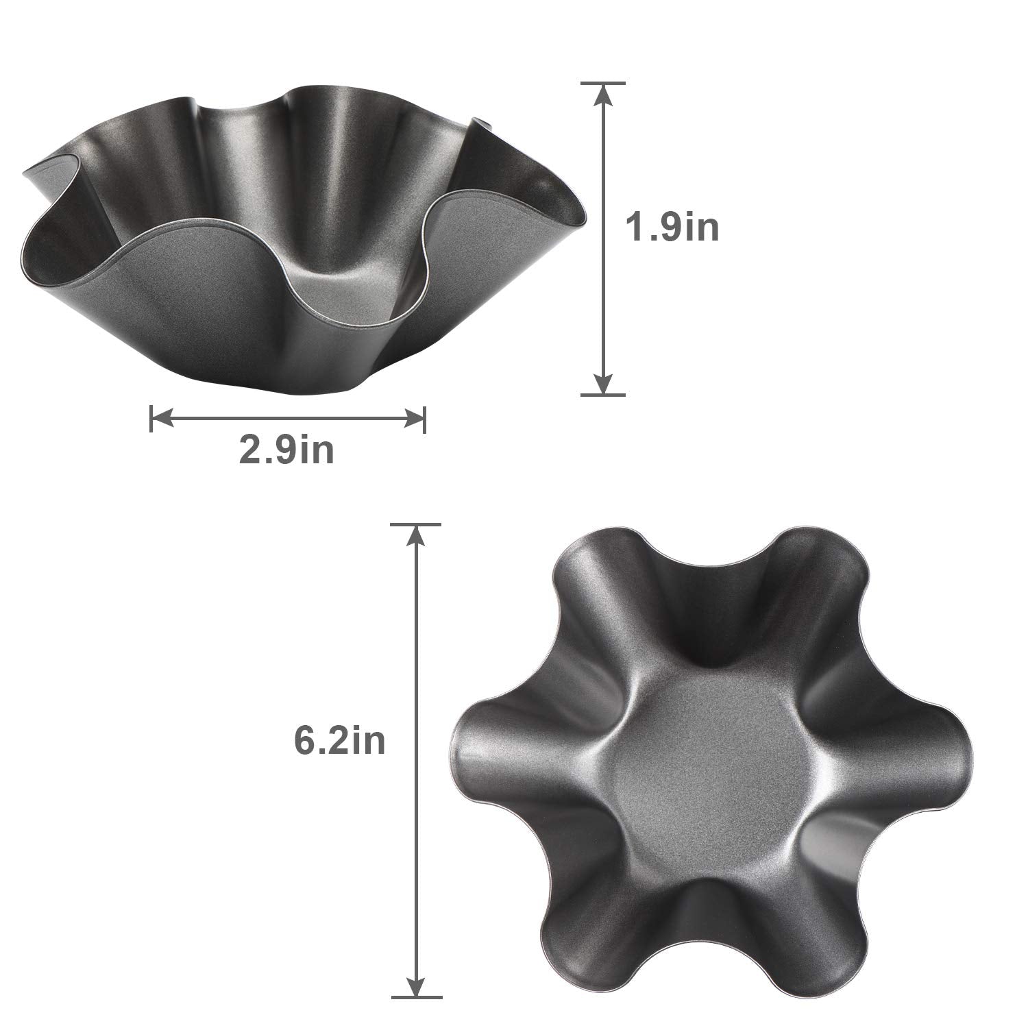 Aybloom Tortilla Pan Set - 6Pcs Non-Stick Carbon Steel Taco Salad Bowl Makers Tortilla Shell Pans (Black)