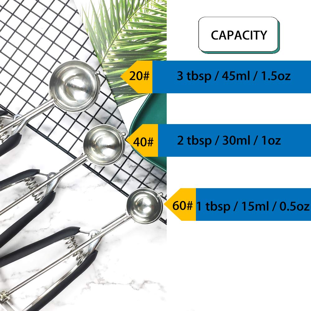 Small Cookie Scoop, 1 Tbsp Cookie Scoop For Baking, Dough Scoop, 18/8 Stainless Steel, Comfortable Grip, For Making Cookie, Melo