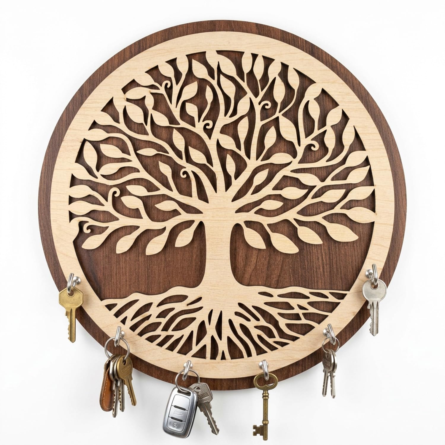 SWAGSTATION Wall Keychain Holder for Home, Wooden Key Holder for Wall with Hooks, Decorative Key Hanger for Entrance, Living Roo