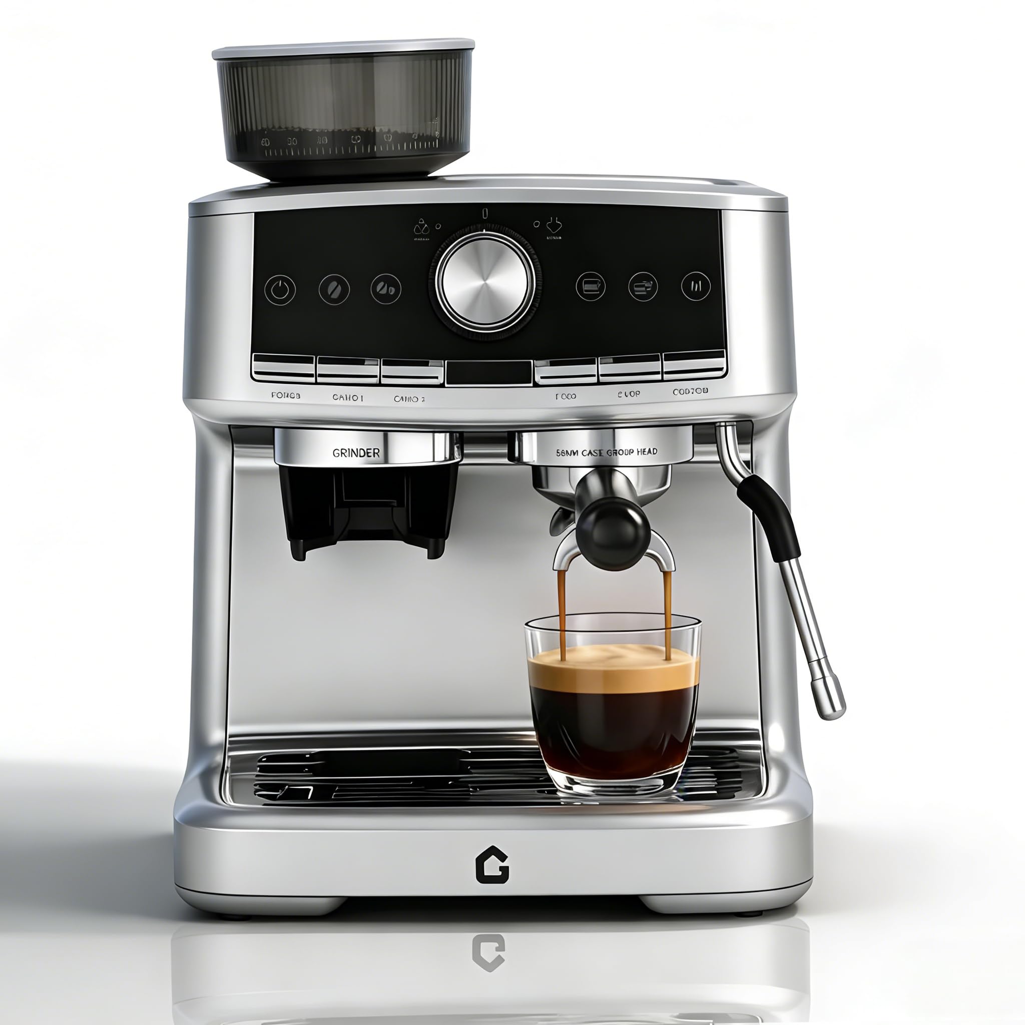 OUTLANE Espresso Machine with Grinder - 20 Bar Pressure, Stainless Steel Build, 1.5L Removable Water Tank, Milk Frother & Steam 