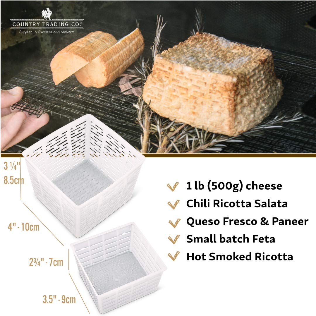 Country Trading Co. Cheesemaking Molds Set Of 5 - Ricotta Cheese Draining Baskets For Home Cheese Making Made In Italy