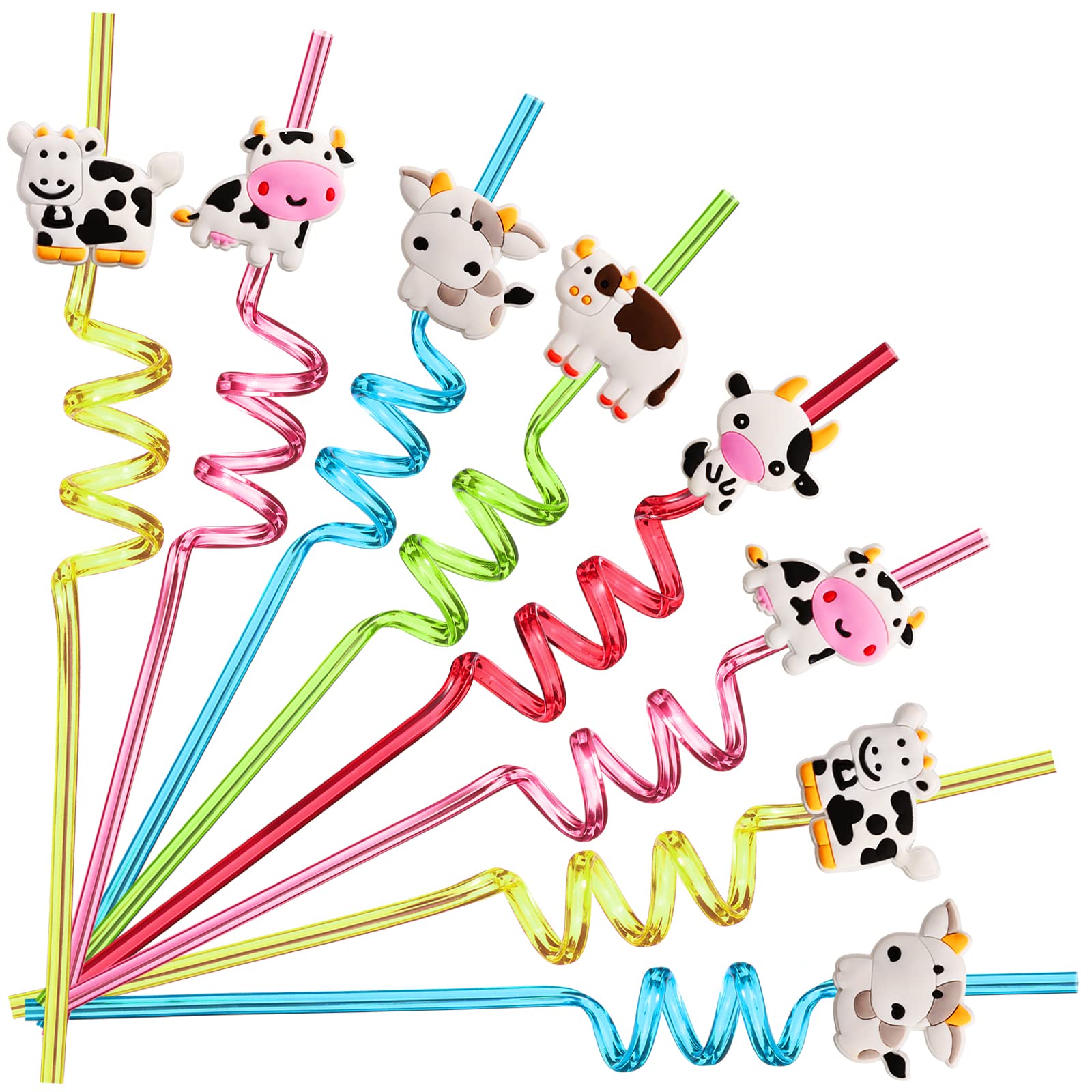 25 Cow Party Favors Drinking Straws Goodie Gifts For Boys Girls Holy Cow Im One Birthday Party Supplies With 2 Pcs Cleaning Brus