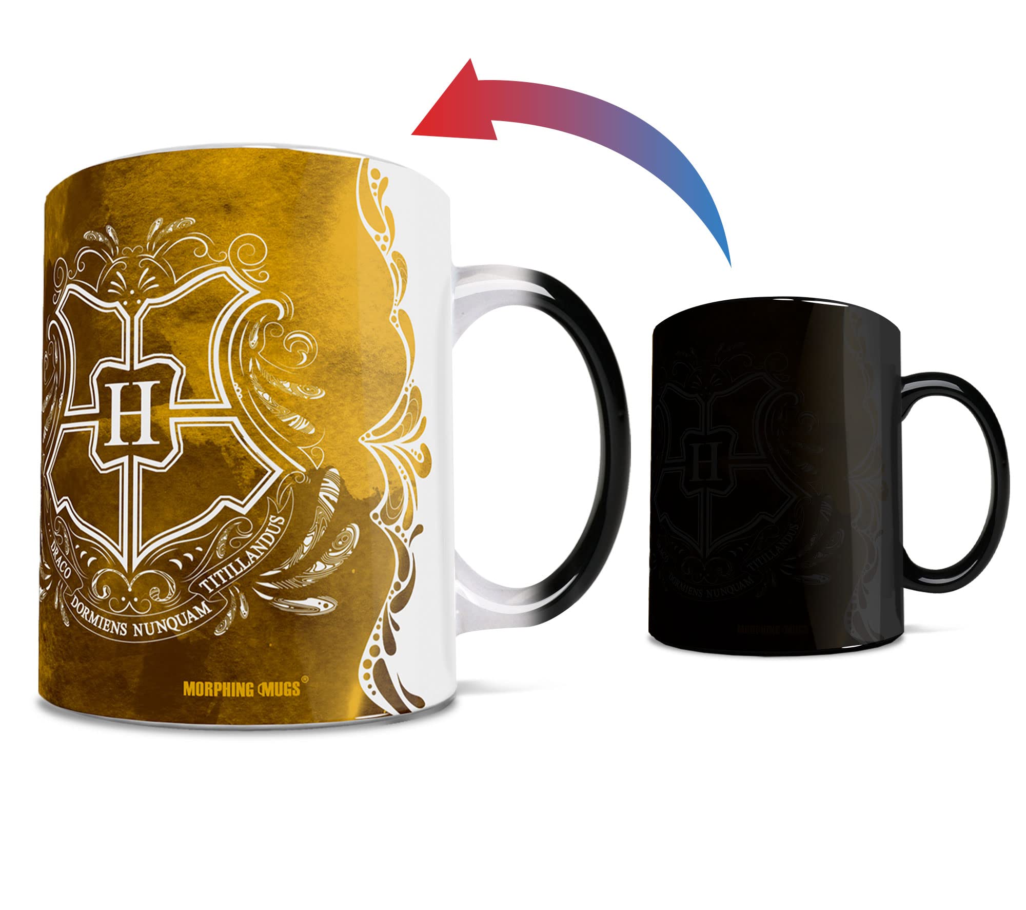 Morphing Mugs Harry Potter - Hufflepuff - Aguamenti - One 11 oz Color Changing Heat Sensitive Ceramic Mug - Image Revealed When