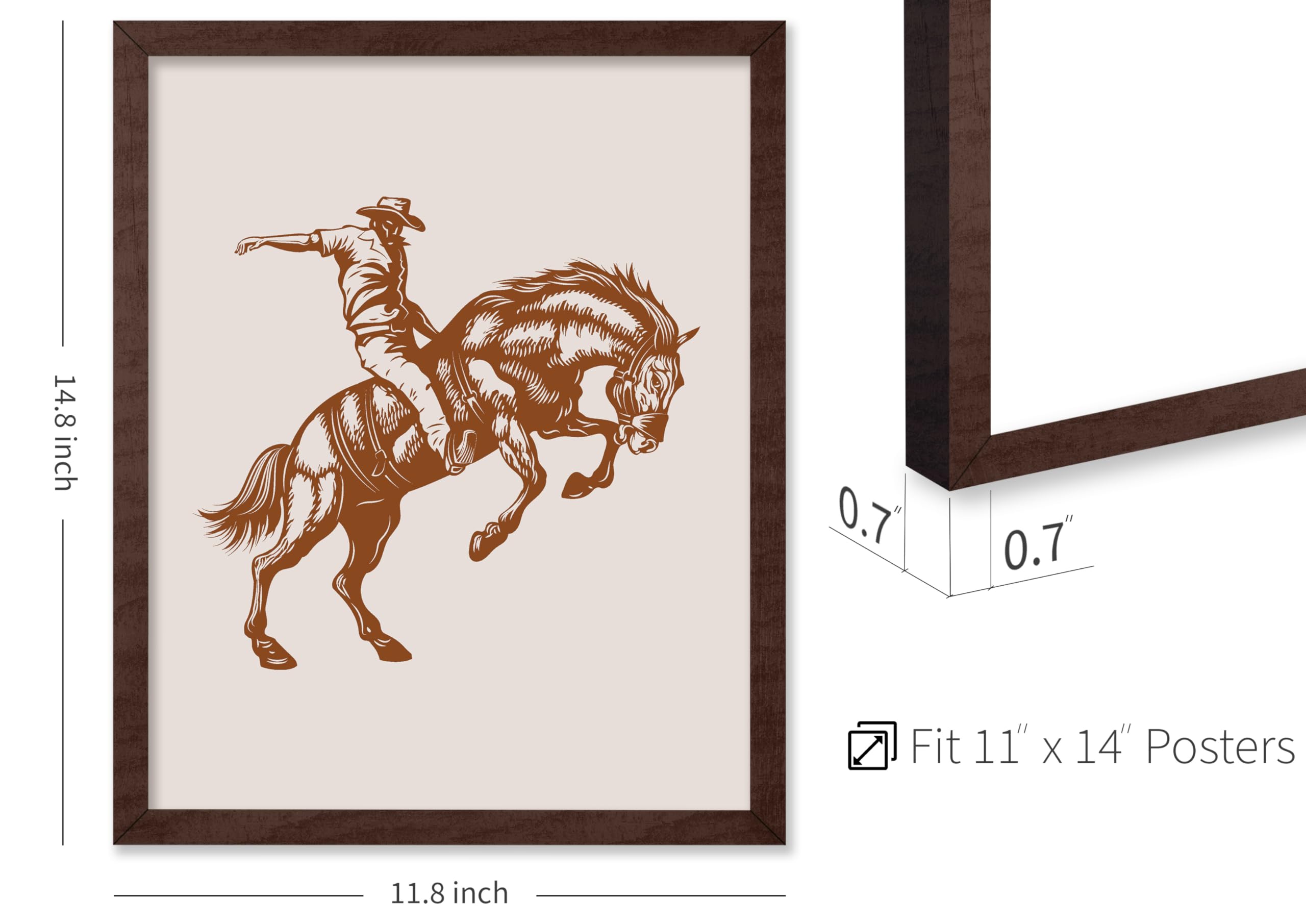 Poster Master Cowboy On Bucking Horse Poster - Retro Brown Cowboy Print - Western Art - Rodeo Art - Wild West Art - Gift For Him
