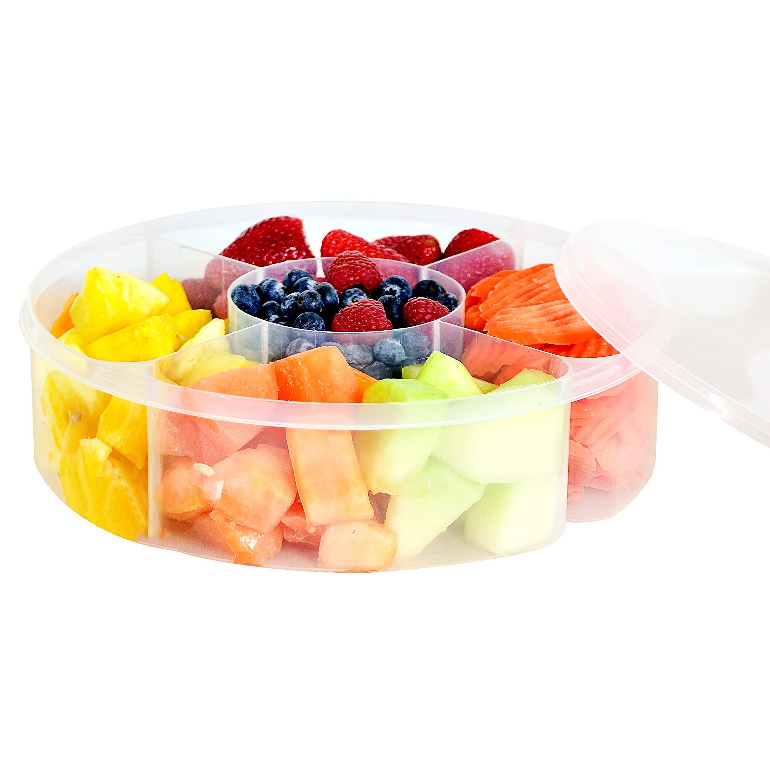 Youngever Plastic Food Platter, 5 Compartment Food Serving Container, Candy And Nut Serving Container, Appetizer Serving Tray Wi