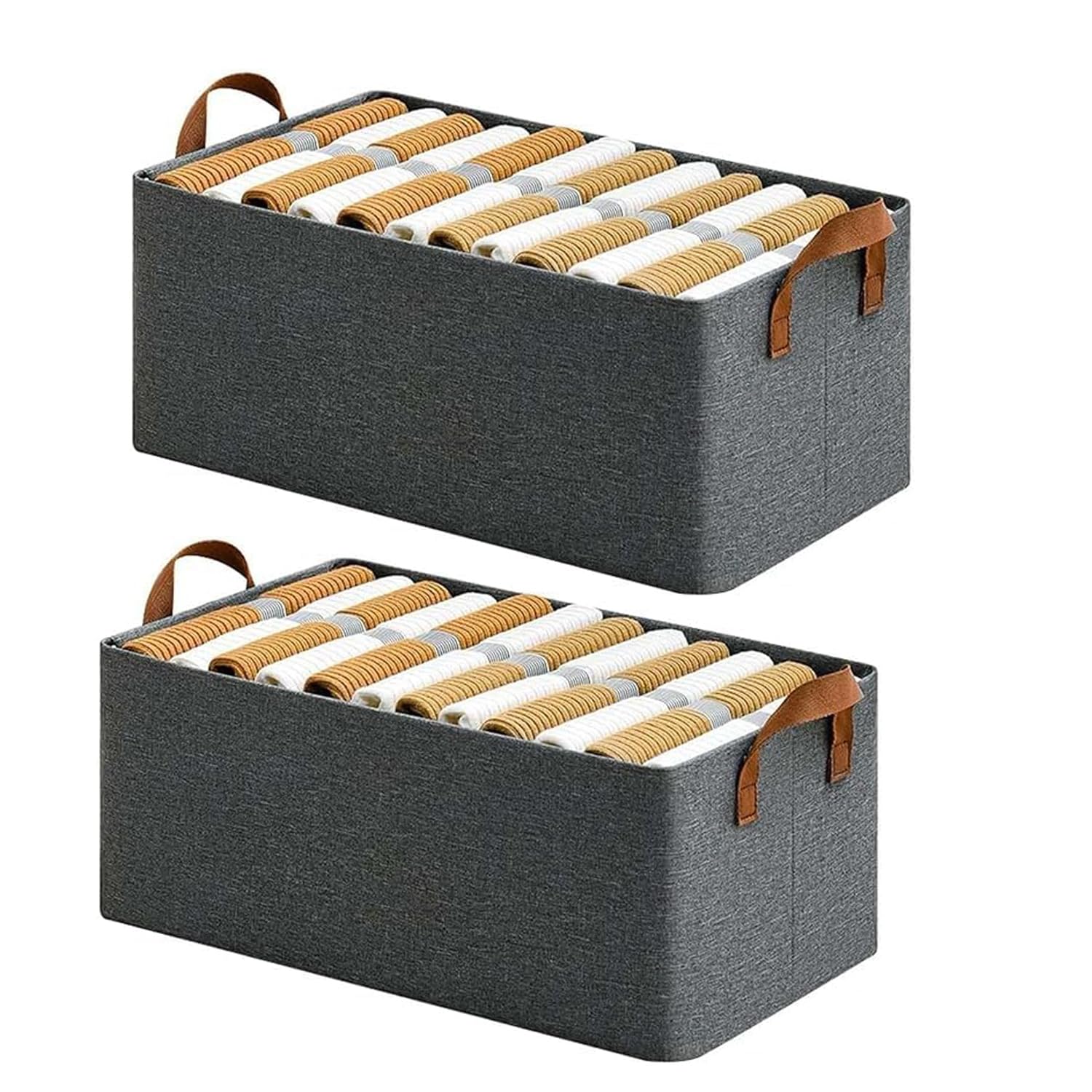 Raggle 2Pcs Collapsible Fabric Storage Cubes Organizer With Handles,Drawer Clothes Organizer Foldable Washable Wardrobe Cabinet 