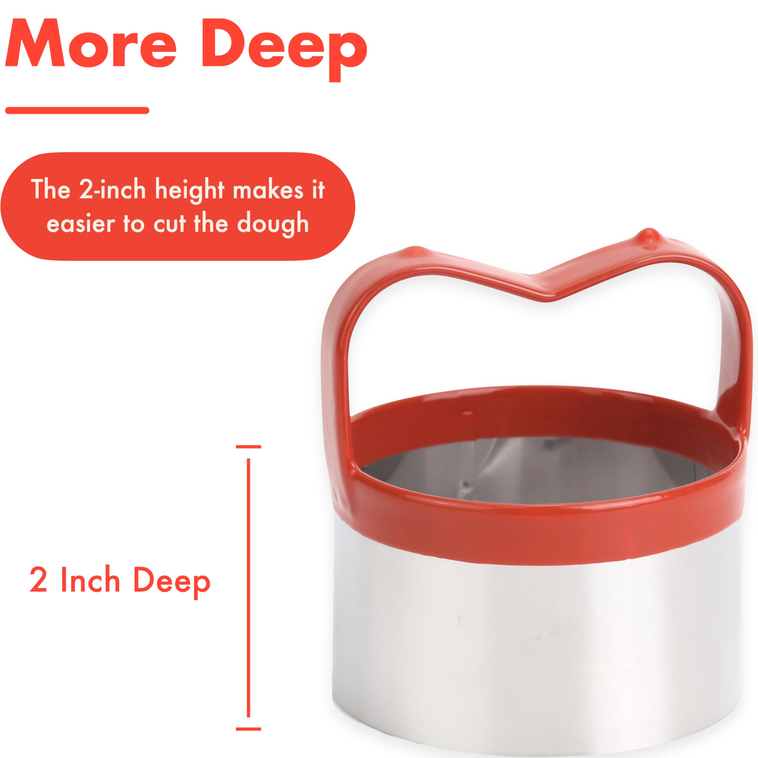 3Pcs Round Cookie Cutters With Handle, Circle Biscuit Cutter For Baking, Dough Cutter, Metal Cookie Cutters, Coated And Soft Pvc