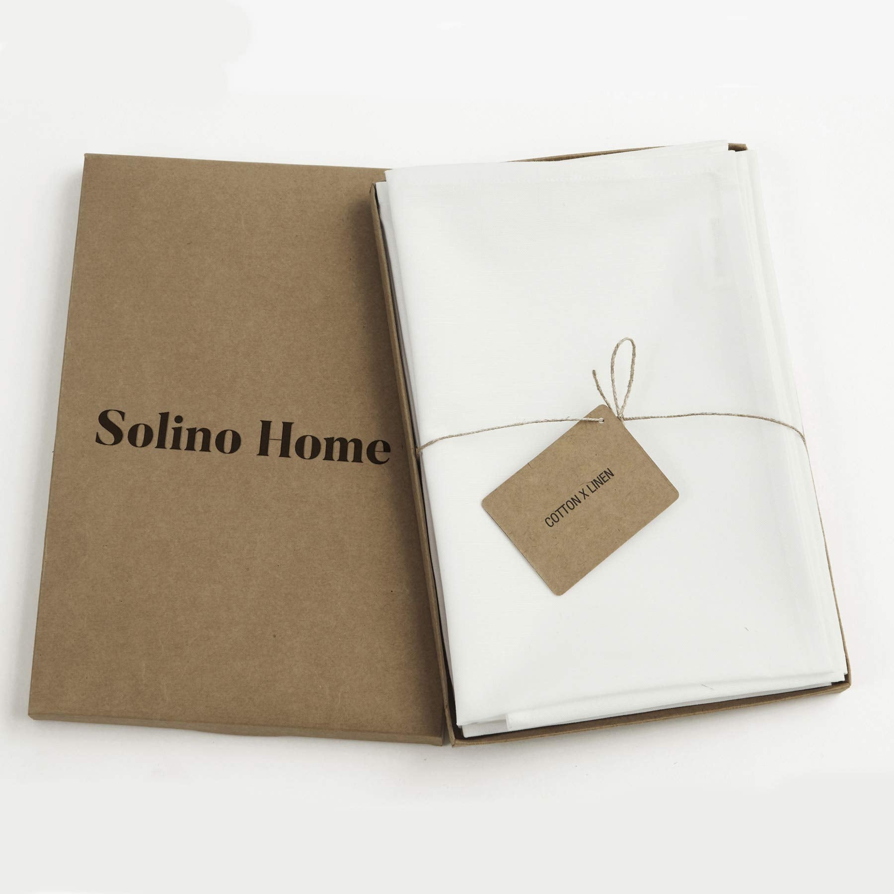 Solino Home Dinner Napkins 20 X 20 Inch - Dru Cotton Linen White Cloth Napkins Set Of 6 For Spring, Easter - Handcrafted And Mac