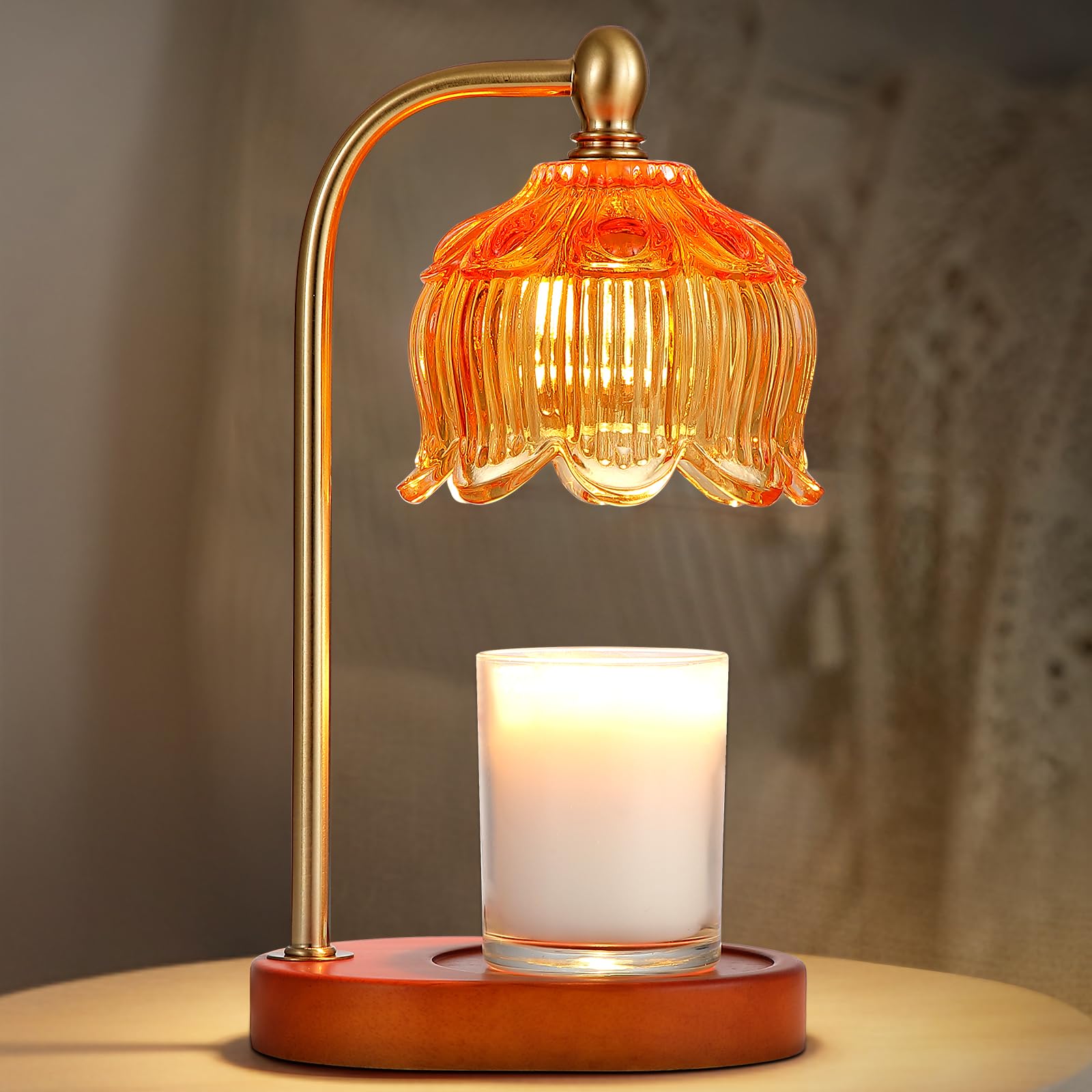 Candle Warmer Lamp with Timer and Dimmer,Electric Amber Light Gifts for Women Melt Wax Warmer Lamp with 2 Bulbs for Candle Jars 