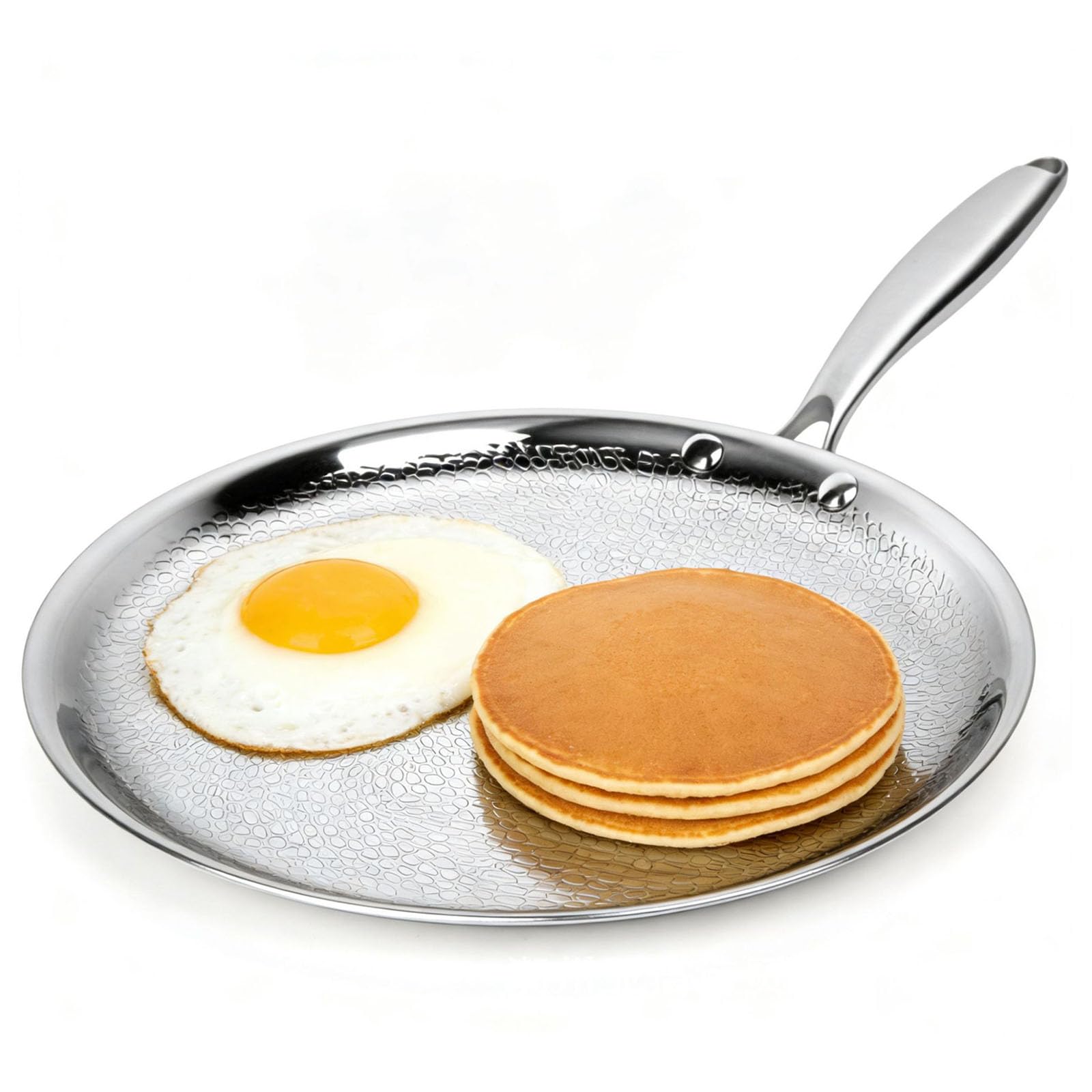 STEHEMO Titanium Hammered Pan, No Coating Nonstick Crepe Pan, Multifunctional UltraDurable ScratchResistant Non Stick, Even He