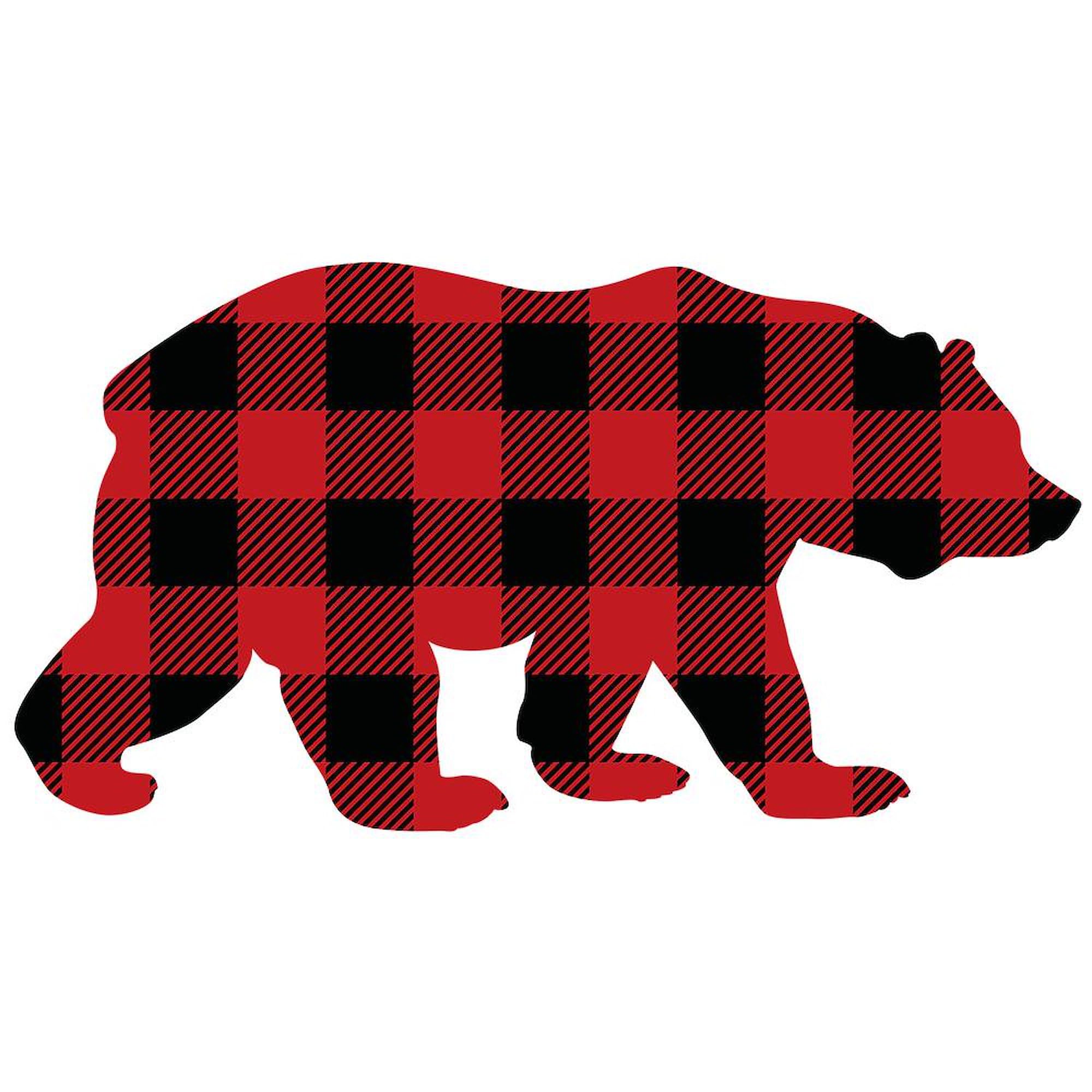 CafePress Buffalo Plaid Bear 15 oz (444 ml) Ceramic Coffee Mug