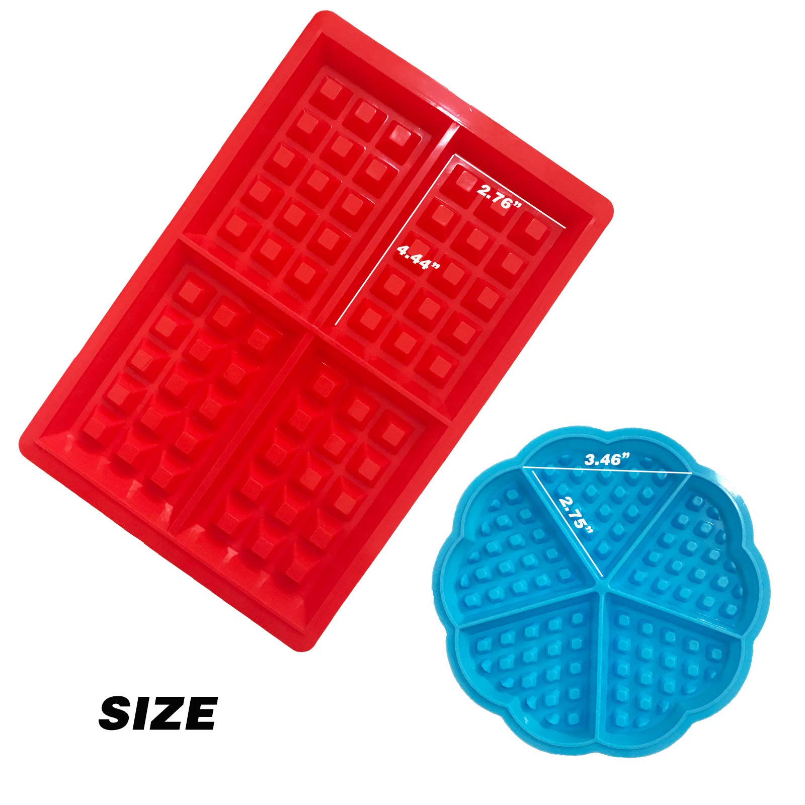 Set Of 4 Silicone Waffle Molds (Heart & Square Shape), Tunan Chocolate Waffle Baking Molds Muffin Pans Bread Pie Flan Bakeware -
