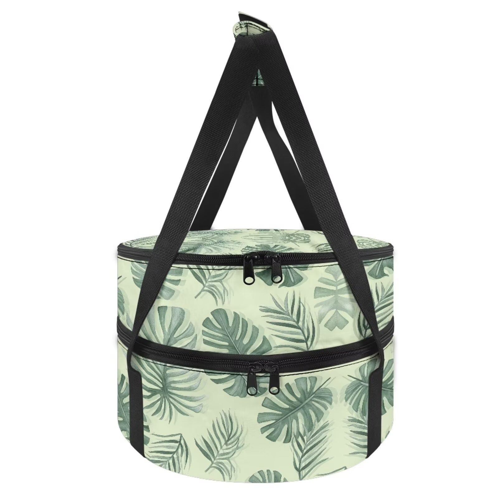 Eritanaer Palm Leaves Insulated Casserole Carrier for Hot or Cold Food Portable Insulated Pie Holder Double Decker Insulated Foo