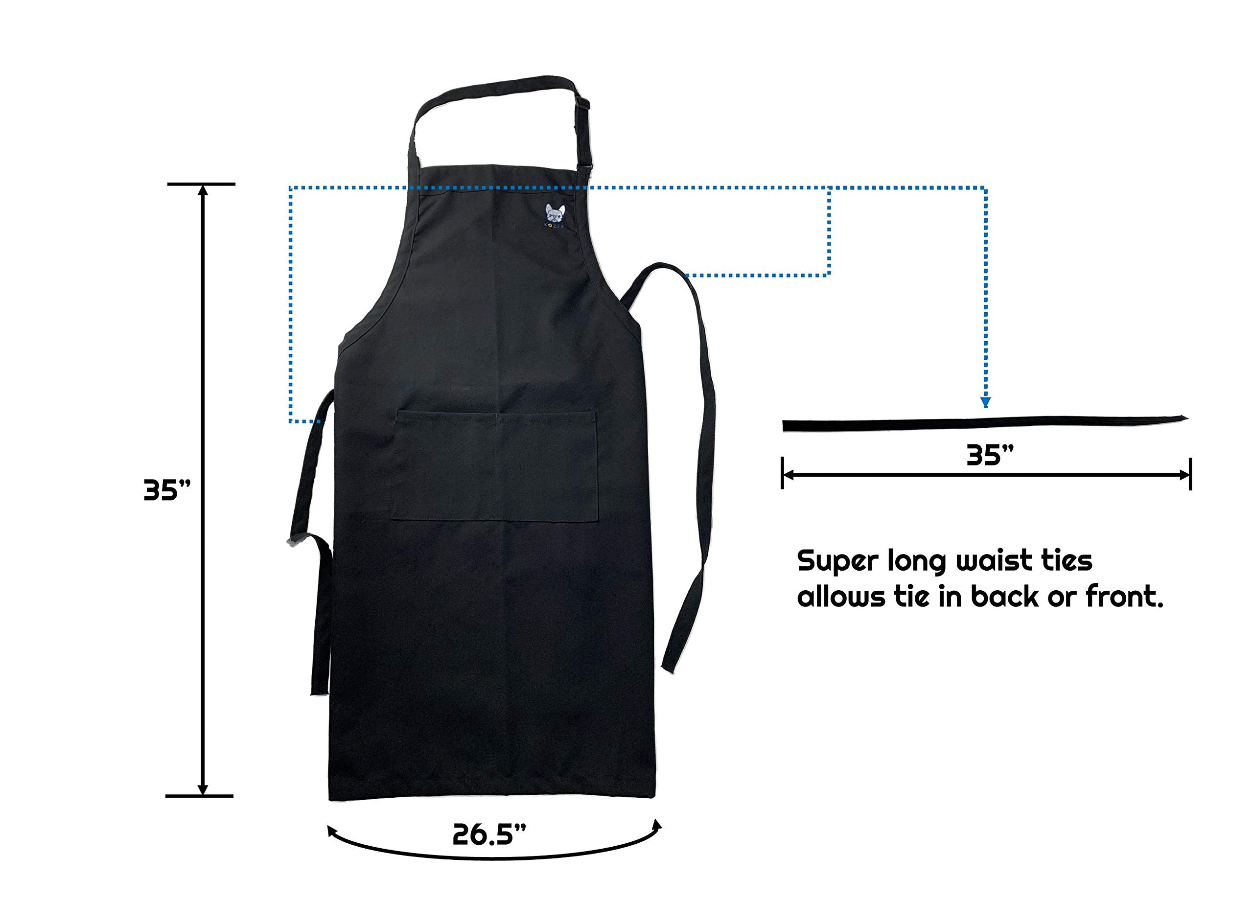 Kozis Bib Apron, Mjs Cotton-Rich Polyester, One Size, Black