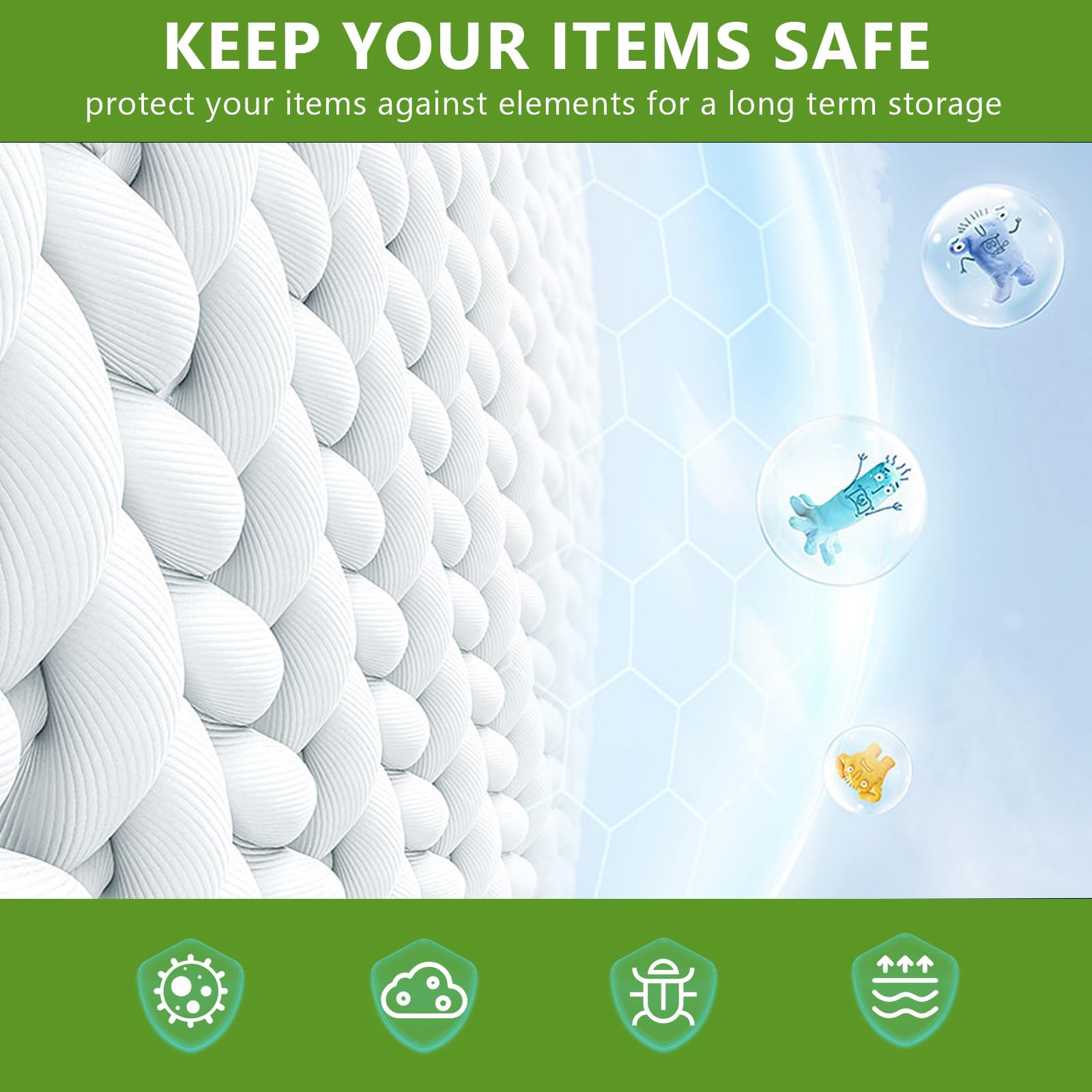 Bamcoo Vacuum Storage Bags With Electric Pump, 8 Pack (4 Jumbo 4 Large Vacuum Seal Bags For Clothing) Storage Bags Vacuum Sealed