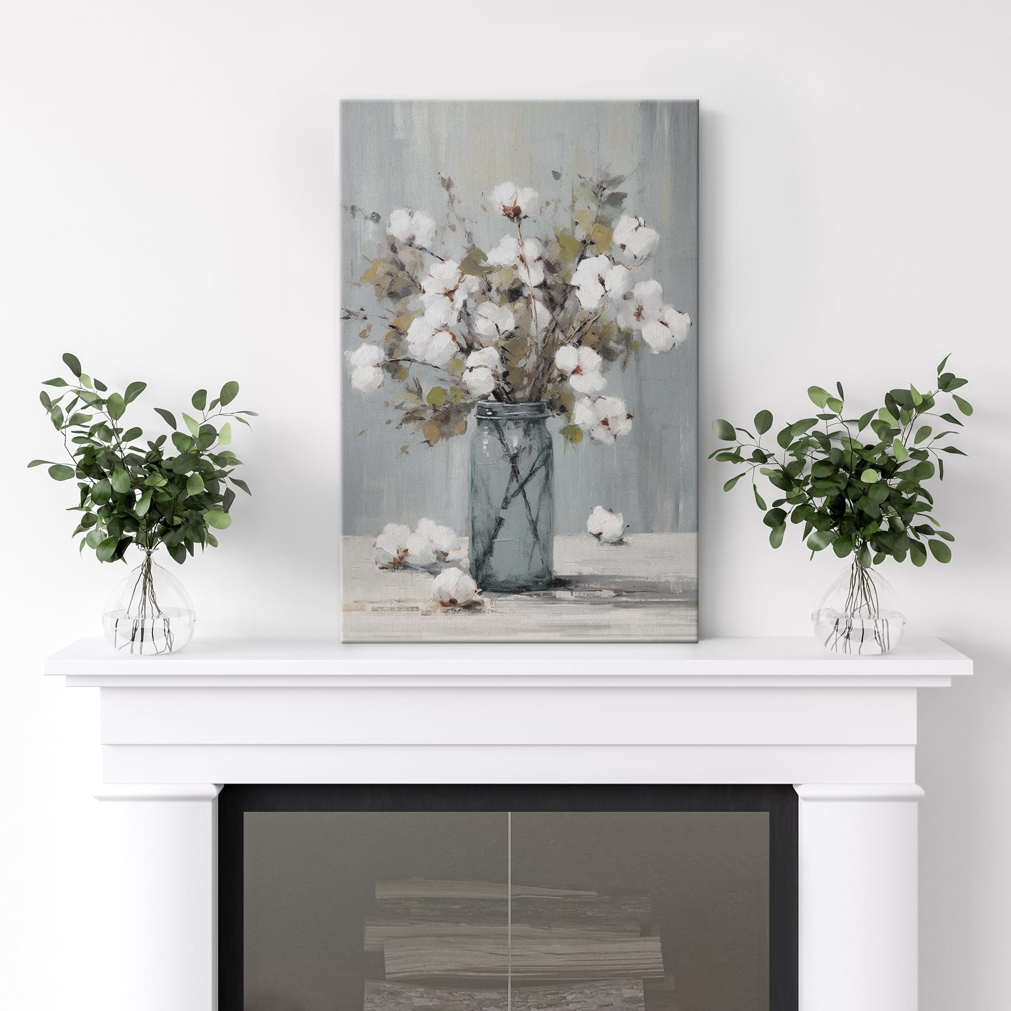 Wall26 Canvas Print Wall Art Watercolor Cotton Flower Still Life Nature Wilderness Illustrations Modern Art Botanical Floral Far